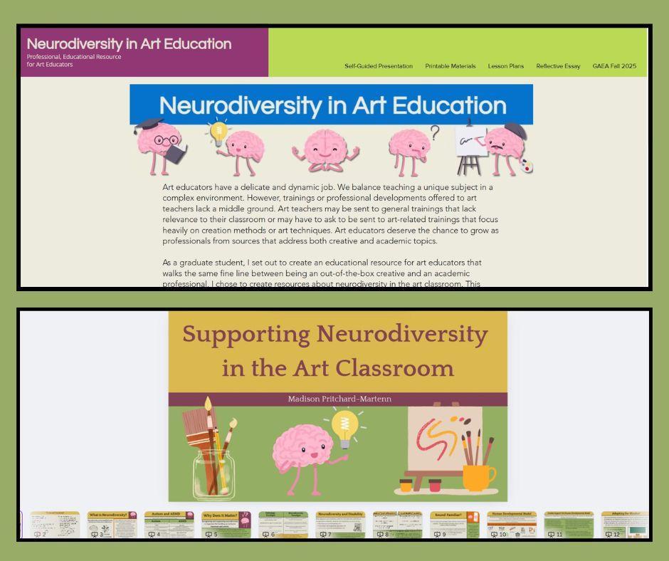 Images of presentation / Top: This is the website which hosts all of my various resources. Bottom: This is my self-guided informative presentation