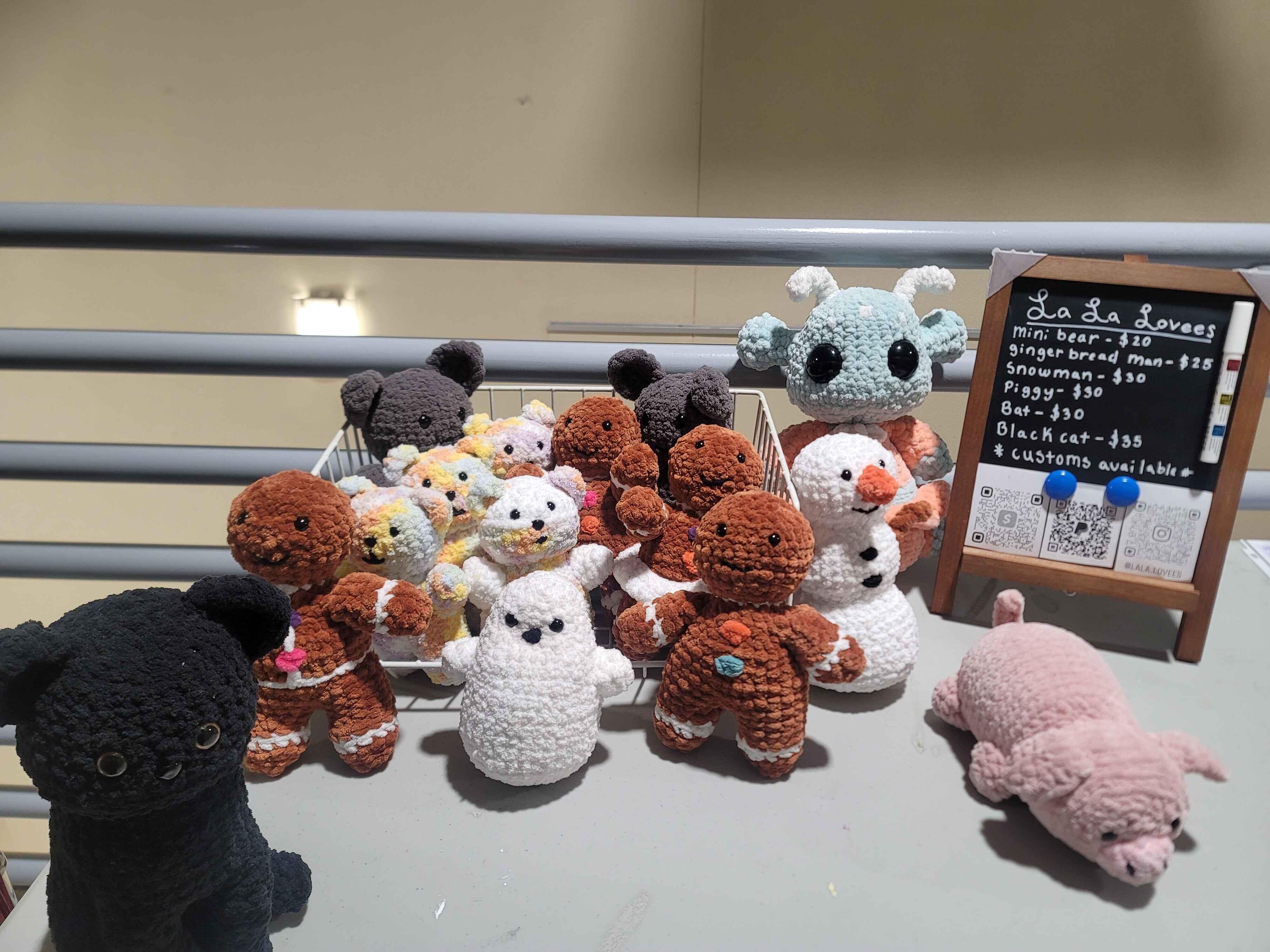  / Knitted plushies table set up by Alaura Ferrington 
