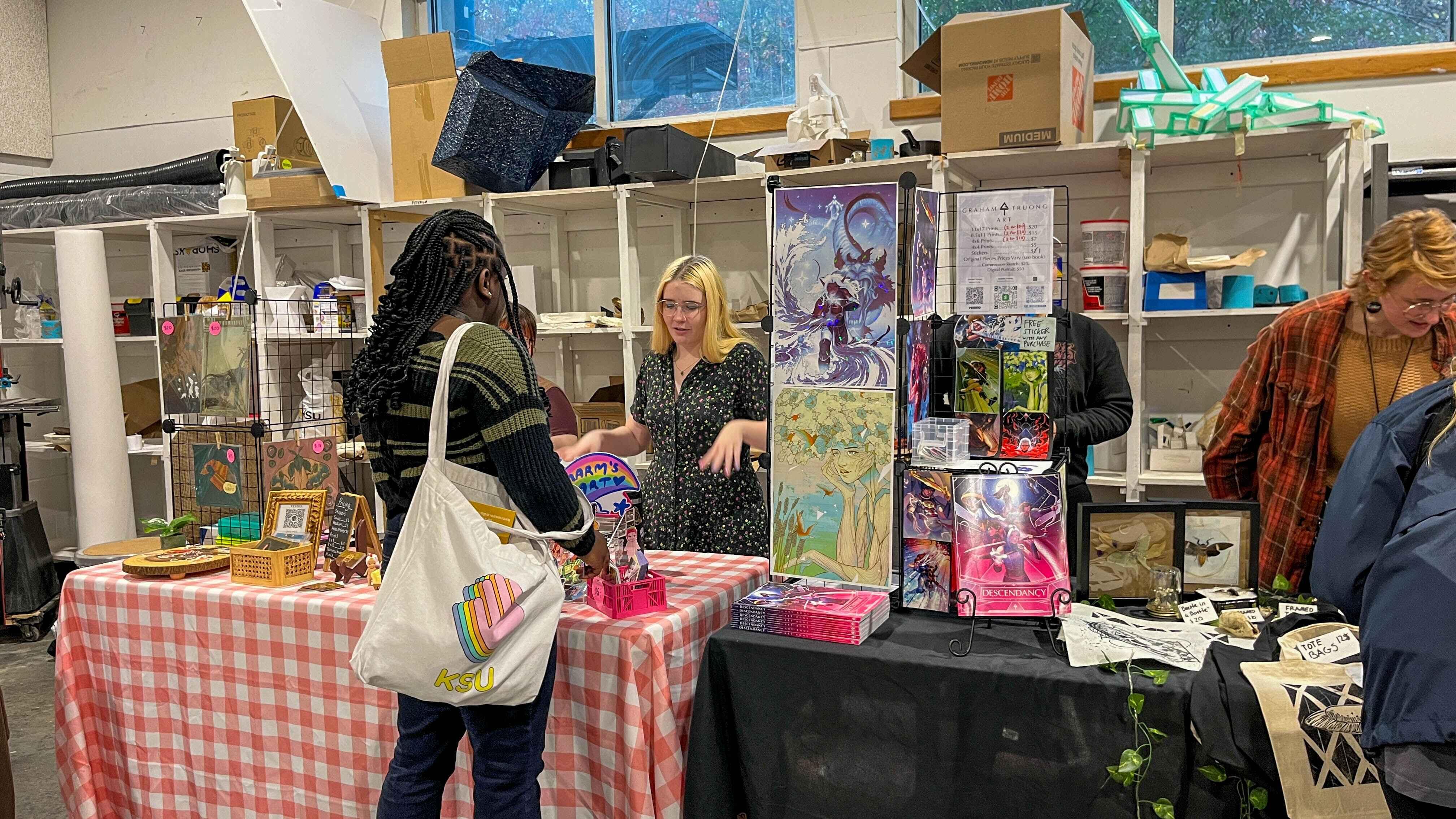  / Holiday Market 2023. left- Alyssa Hinkle; middle left-Maggie Allwein; middle right- Graham Truong; right- Caitlin O'Connor 
