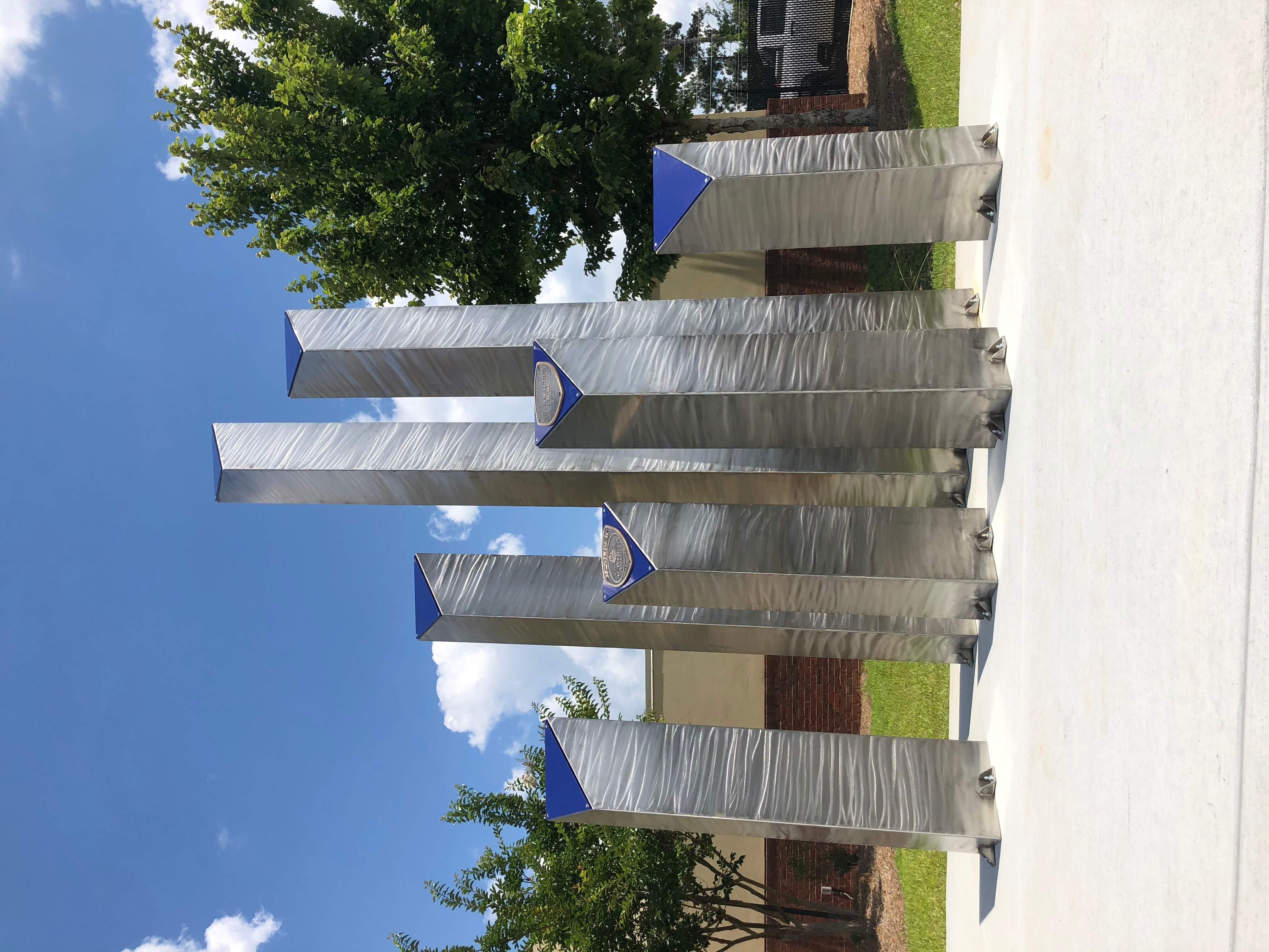 Acworth Police Department Memorial Monument, Stainless Steel, Powder Coated Mild Steel, Cast Bronze, 2020. Acworth Georgia / 