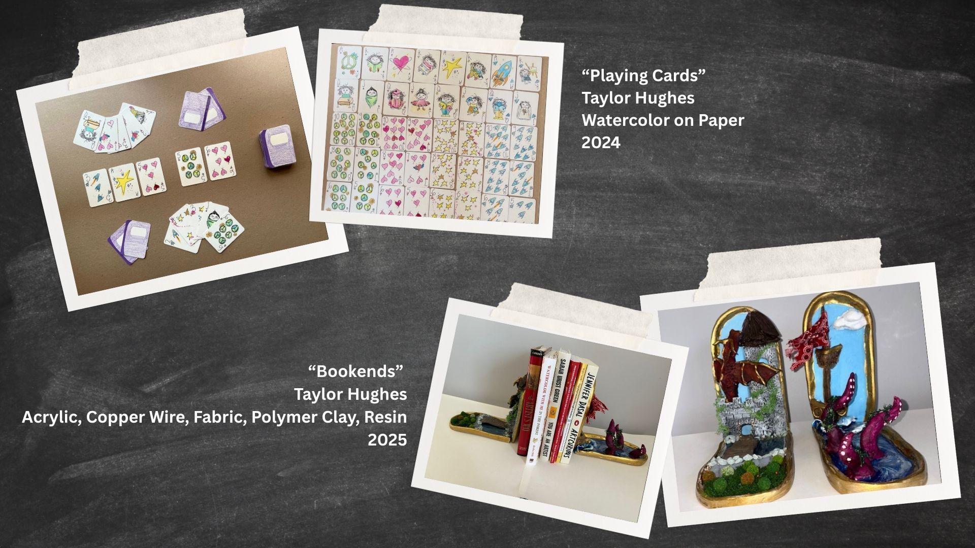  / Displays two artworks that I created to correspond with the students project, telling my own stories through functional art objects. 