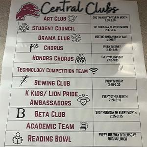  / Poster displayed in the hall offering the first art club after school. 