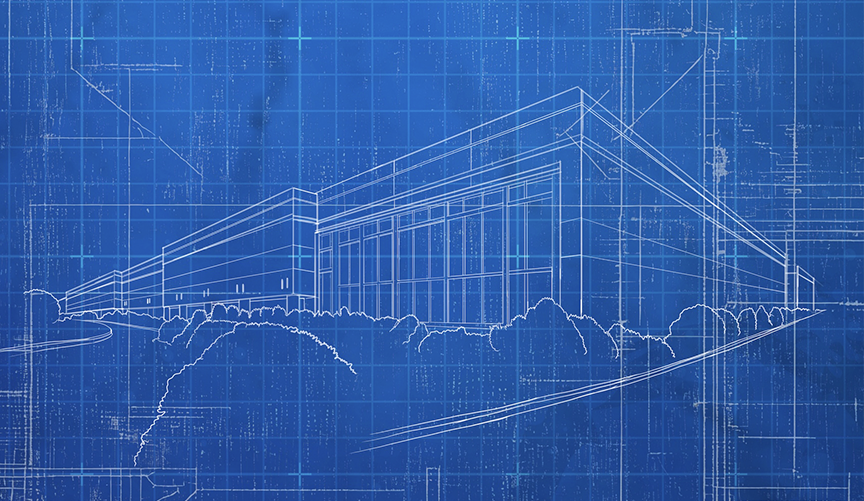  / A detailed blueprint showcasing the structural design for Kennesaw State University’s Arts District, highlighting the foundation of this visionary project. 
