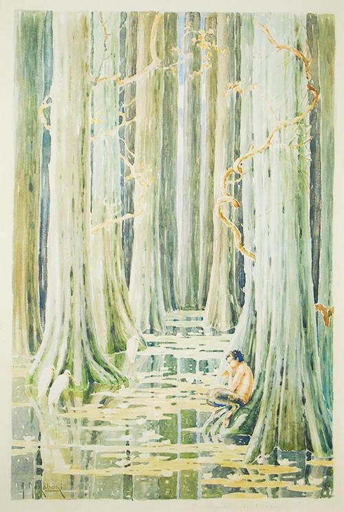  / Athos Menaboni, Garden of Dreams, c. 1925. Gouache on paper; 20 1/4 × 14 in. (51.4 × 35.6 cm). Gift of D. Russell Clayton, 2007.1.5. 
