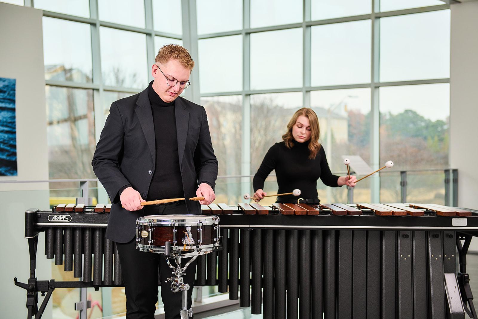 KSU's Percussion Ensemble Members Performing / 