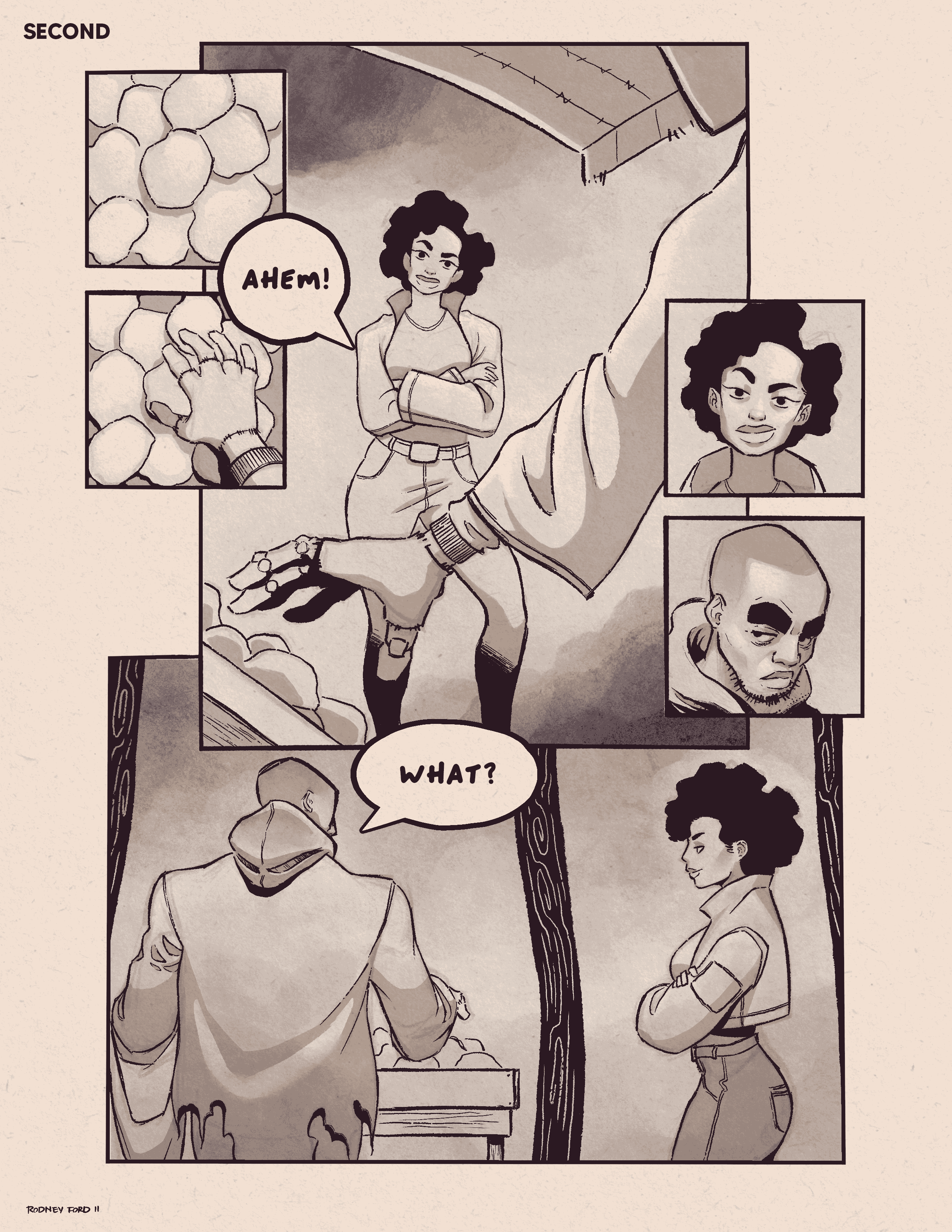  / Rodney Ford II, "One Second", 2024. Pen and ink on Paper. 
