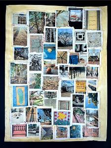 Collage of assorted photos showing trees, buildings, animals, signs, and abstract textures  / One of the exercises of my first book on creativity and mindfulness had me being more aware of my surroundings and taking pictures of a theme given in each chapter. This is a collage of my favorite shots taken during these exercises. 
