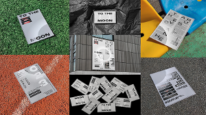 TO THE MOON  / "TO THE MOON," poster design, 11x17 in. print, 2023. Four-piece poster collection showcasing an exhibition of my work. 