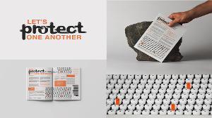 Protect  / "Protect," editorial, 8.5x11 in. print, 2022. Editorial design focusing on spreading awareness of how to stay safe during the corona virus. 