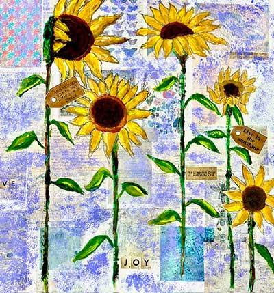  / oil and collage on canvas exploring the suffragist movements power and influence 