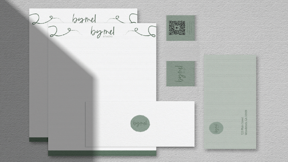 Stationery Corporate ID   / “Stationery Corporate ID,” print sizes vary, 2024. This personalized stationery set includes a letterhead, business card, and envelope.  