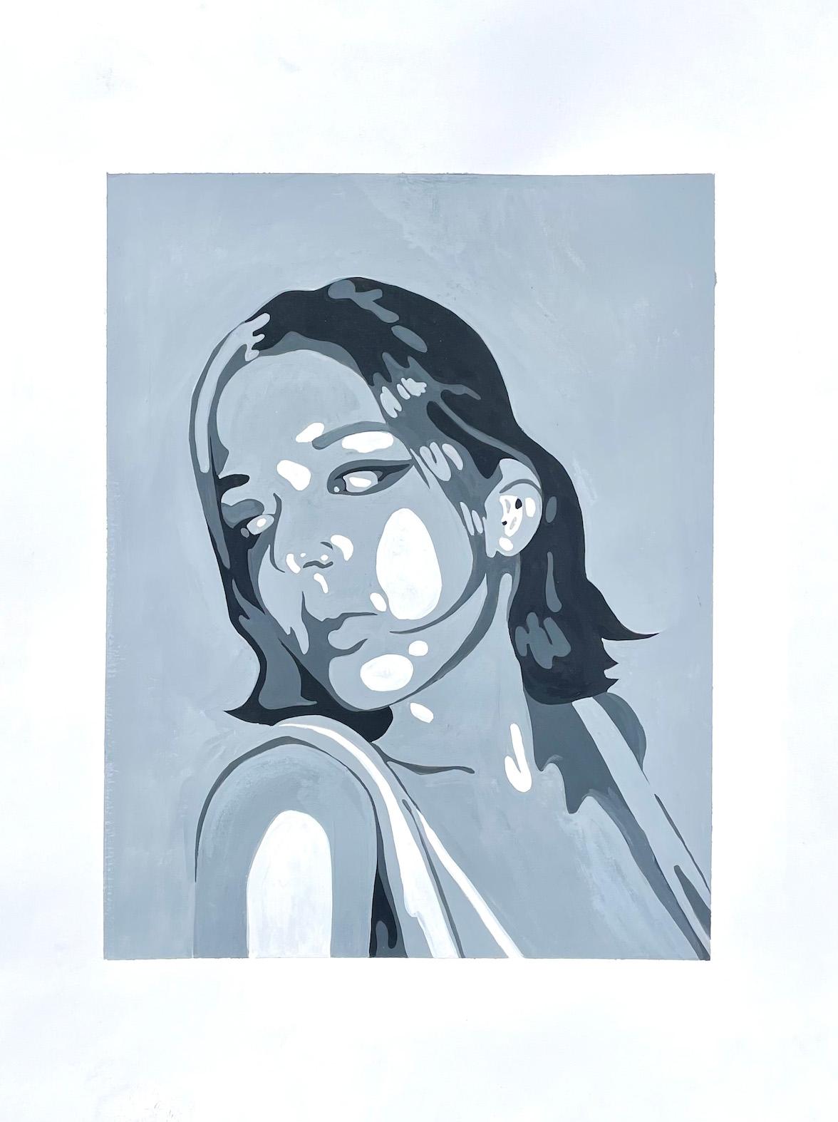 Hannah Parcero   / Hannah Parcero - Value Scale Self-Portrait - 17x14 Gouache on Bristol Board 