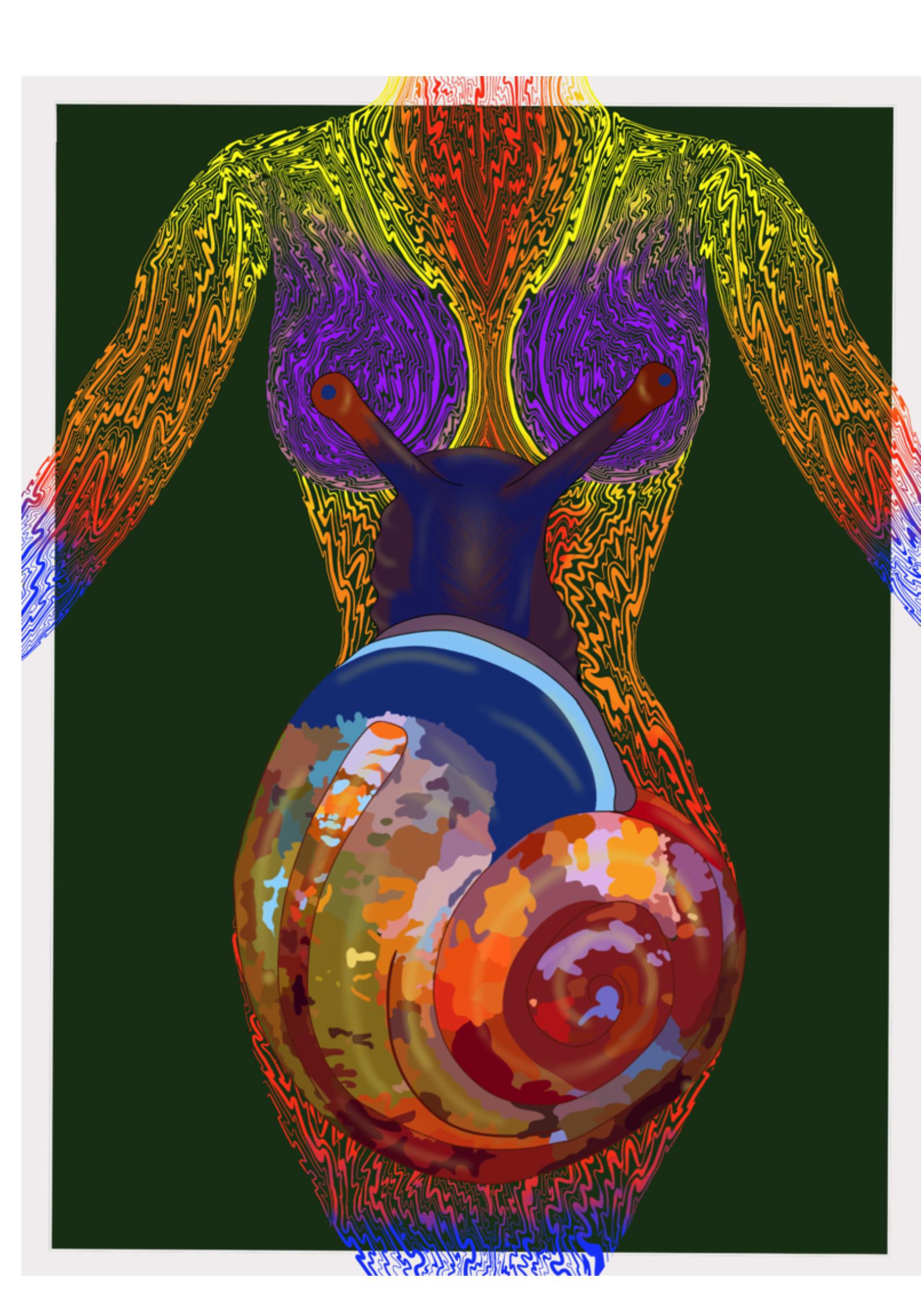 Aviva Pechenik  / Aviva Pechenik, Mortality, Digital print 14 x 11, Fall 2023, 2D Design Final Project,I was inspired by nature and the Womens body. Both represent life, growth, and rebirth/evolution. As an artist I appreciate when the female form is combined with nature.  