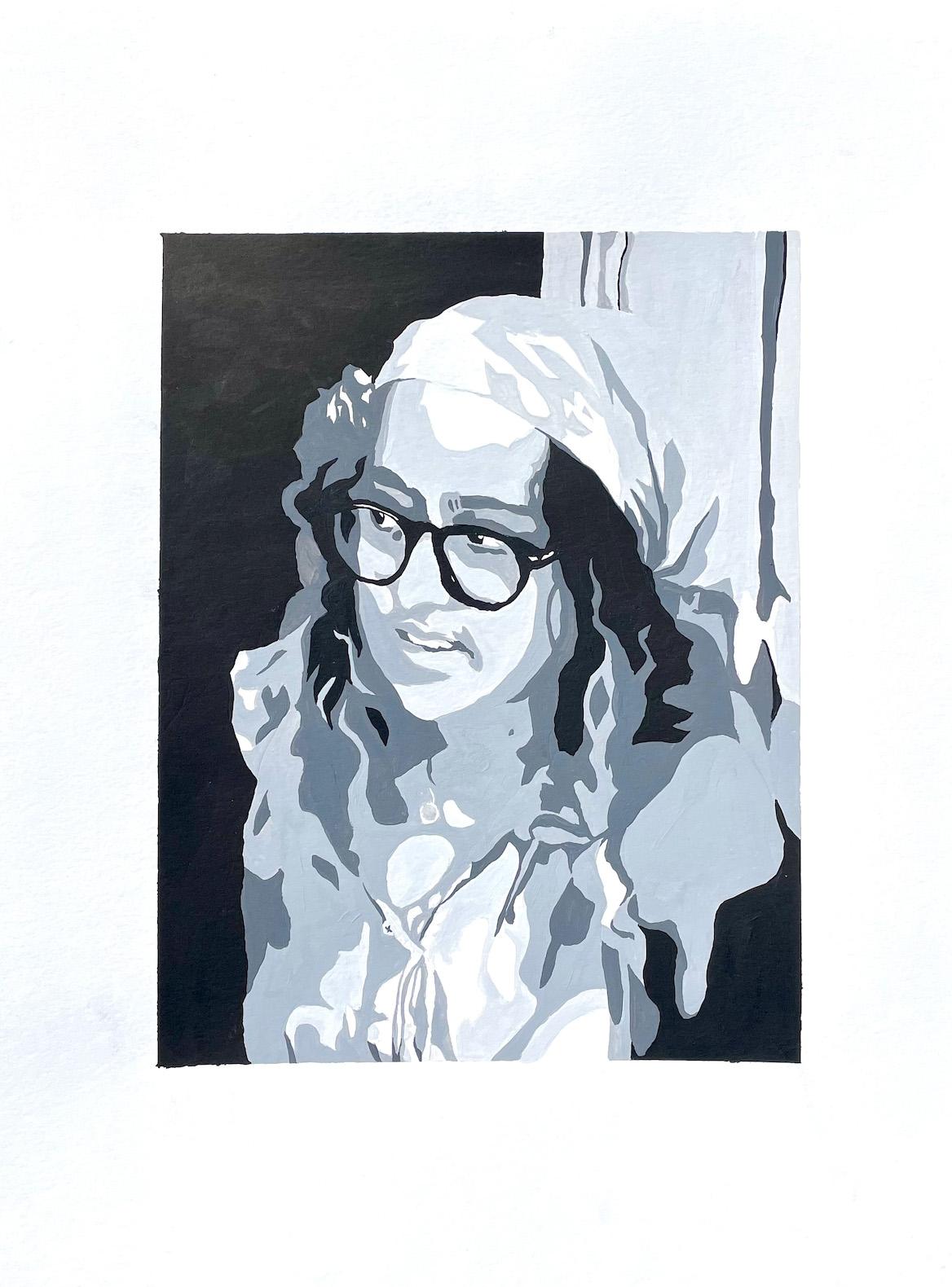 Agni Papaconstantinou  / Agni Papaconstantinou - Value Scale Self-Portrait - 17x14 Gouache on Bristol Board 