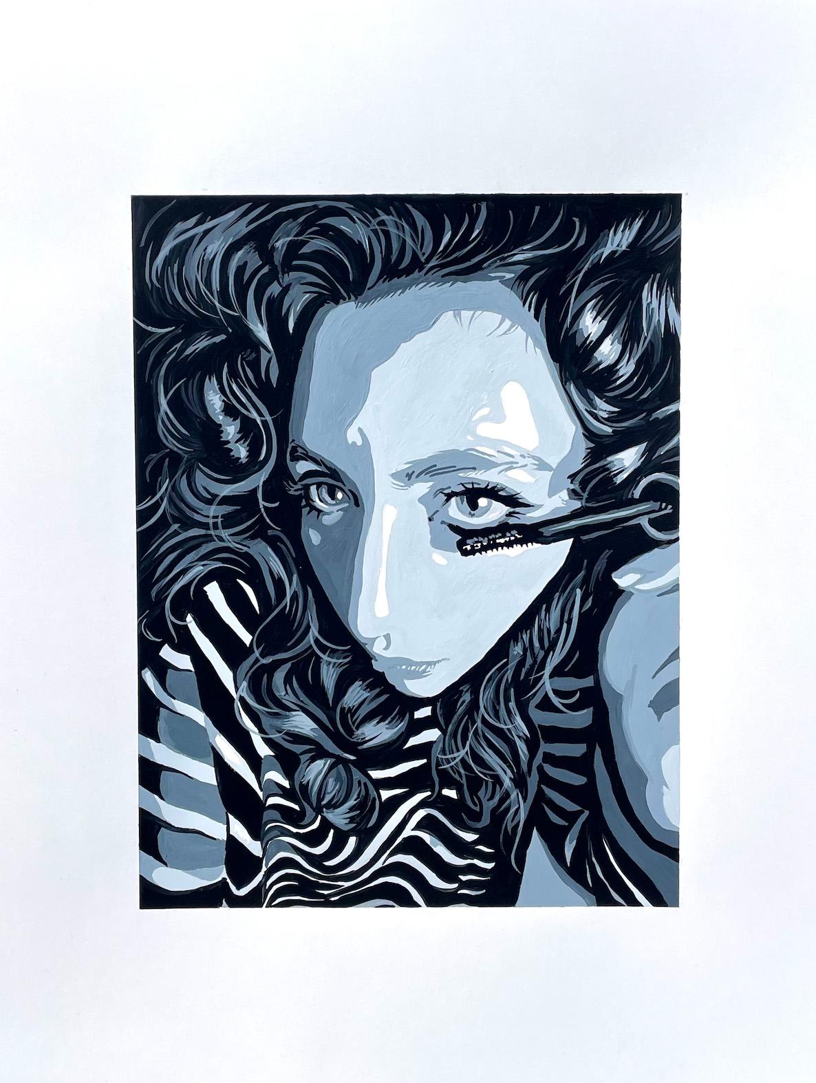 Brooke Wendorf   / Brooke Wendorf - Value Scale Self-Portrait - 17x14 Gouache on Bristol Board 