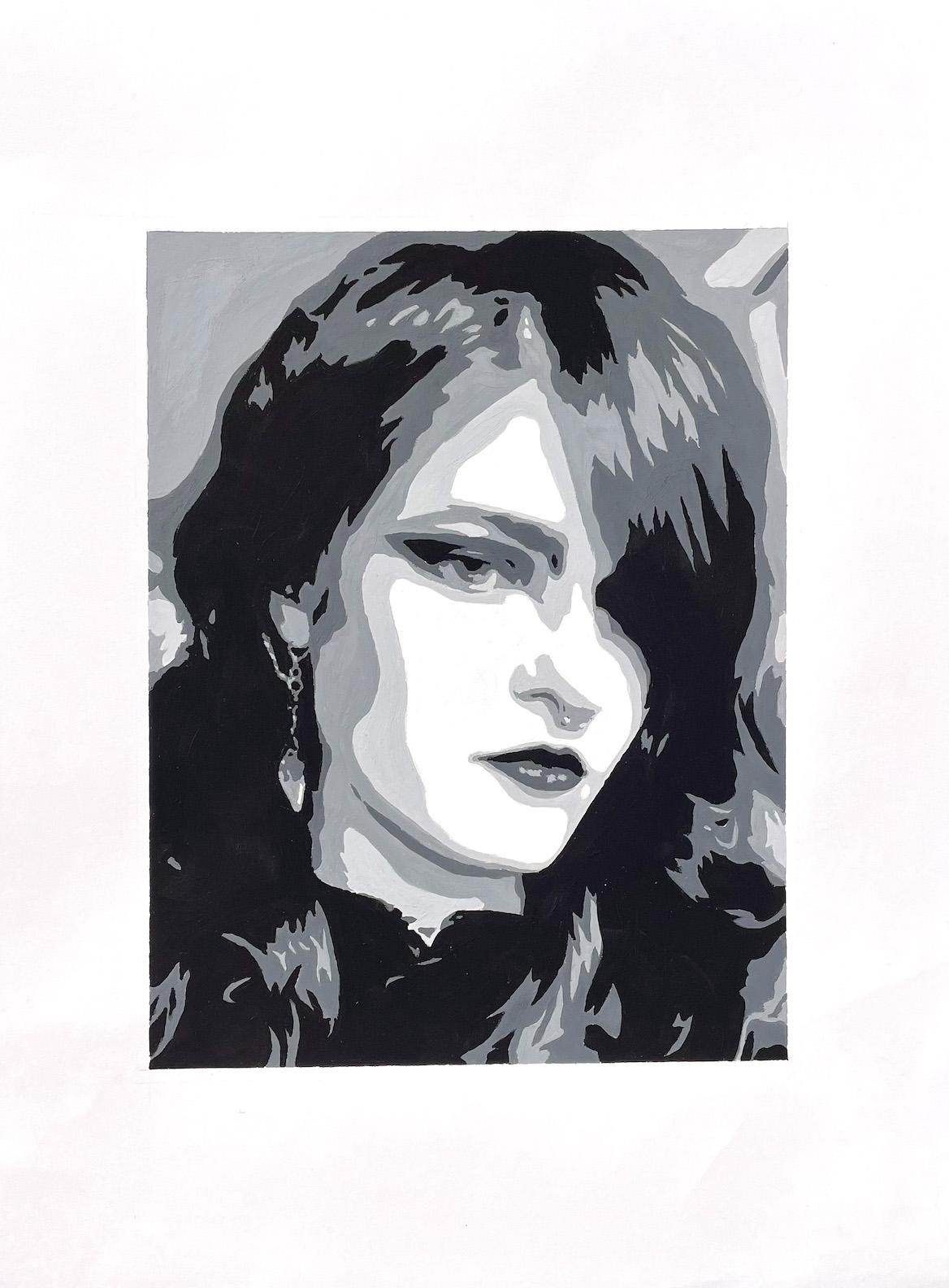 Megan Wortz  / Megan Wortz - Value Scale Self-Portrait - 17x14 Gouache on Bristol Board 