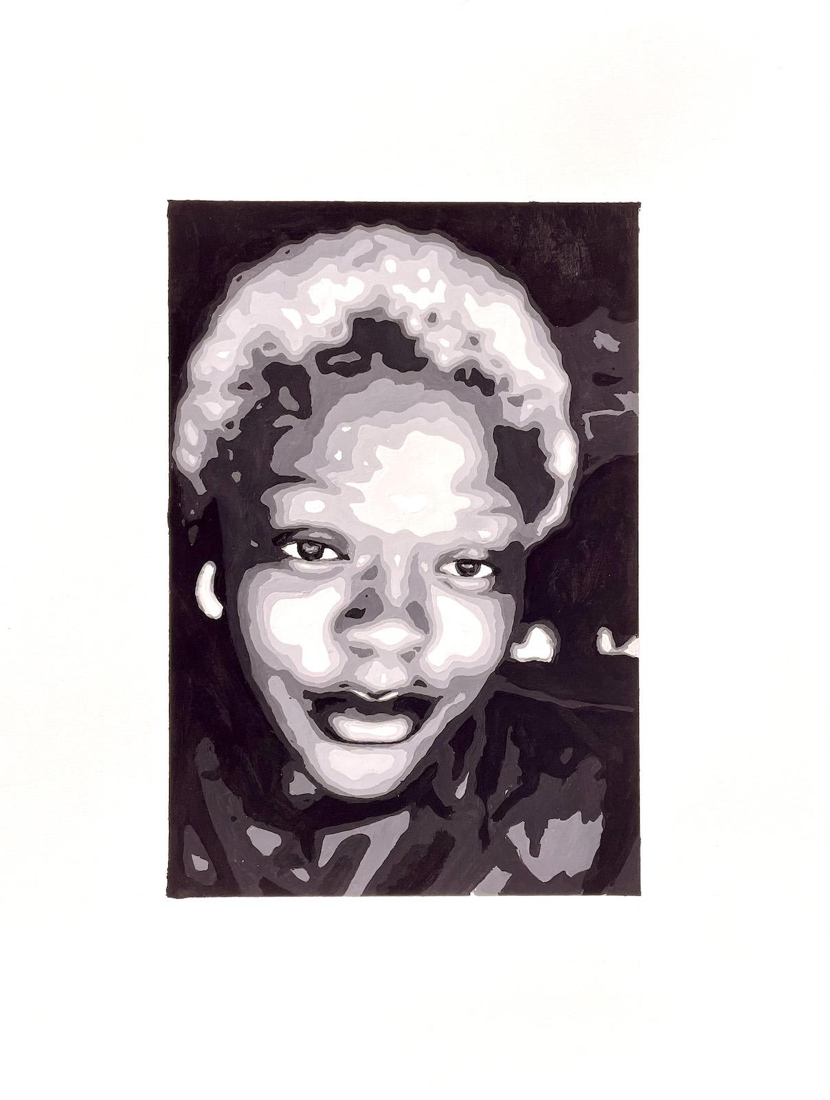 Keyvia Mack  / Keyvia Mack - Value Scale Self-Portrait - 17x14 Gouache on Bristol Board 
