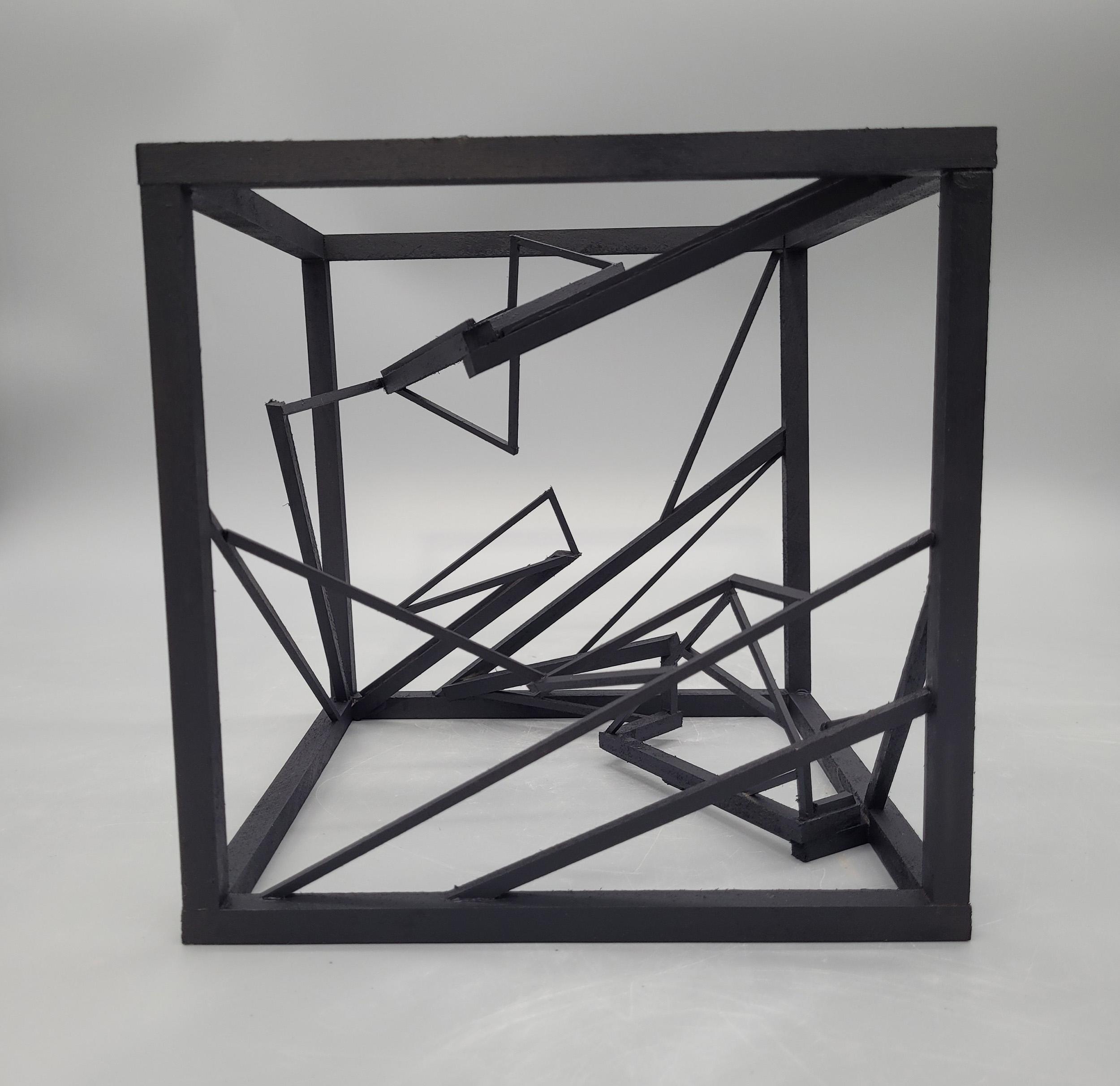 Jessie Beavers  / Jessie Beavers Line Design and Wooden Cube. Basswood - 8"x8"x8". Completed 2023. 