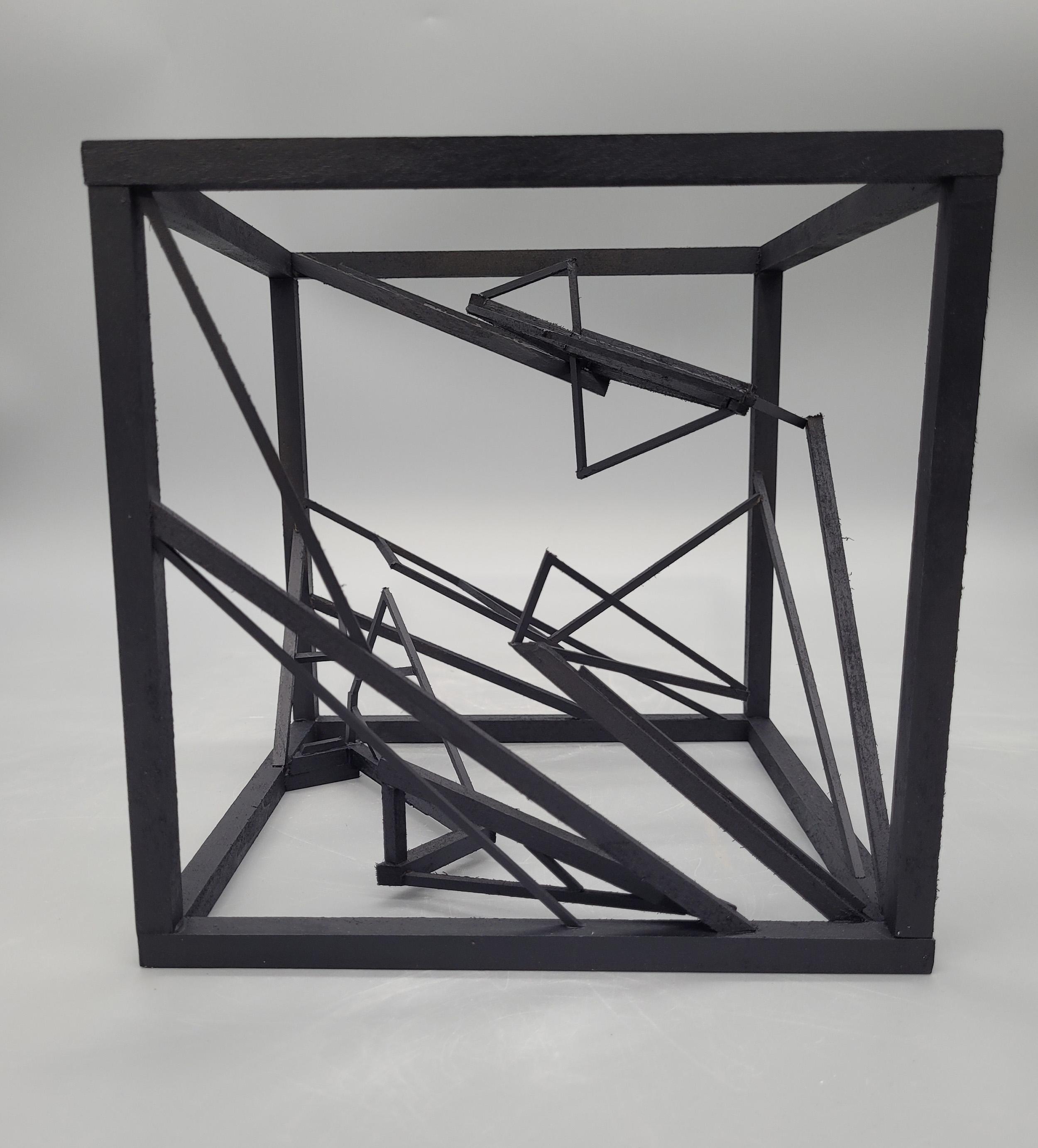 Jessie Beavers   / Jessie Beavers Line Design and Wooden Cube. Basswood - 8"x8"x8". Completed 2023. 