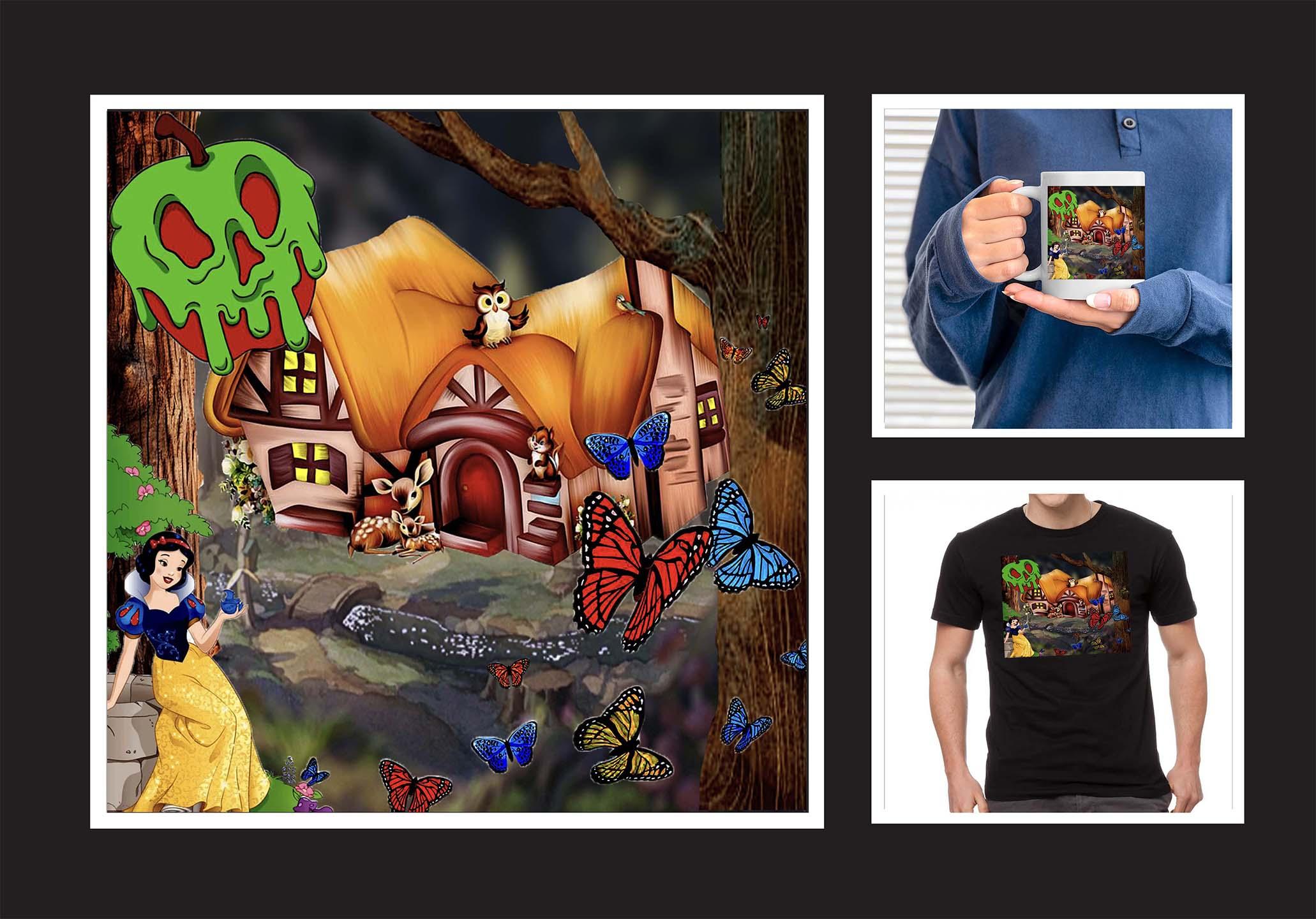 Remiah Jones  / Remiah Jones, Photoshop Collage showing skill in combining and blending of different images to create a collage. Collage was them placed on prototypes to show marketing possibilities. 8"x8", Adobe Photoshop, 2023 