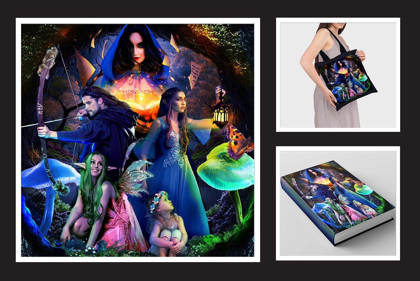 Jaylah Jones  / Jaylah Jones, Photoshop Collage showing skill in combining and blending of different images to create a collage. Collage was them placed on prototypes to show marketing possibilities. Adobe Photoshop, 8"x8", 2023 