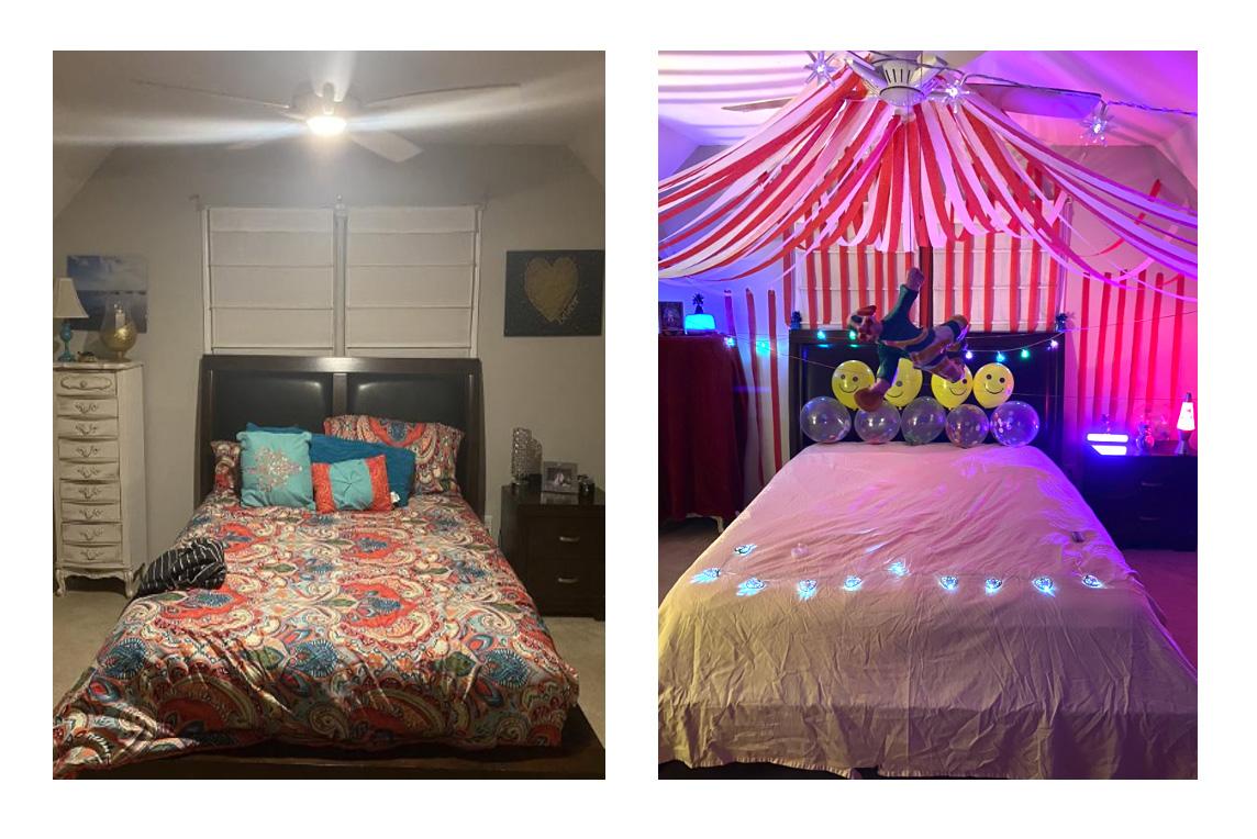 Sandhya Sharath  / Sandhya Sharath, interior room transformed with a flooring of CDs that project everchanging rainbows as lighting changes, the goal of the site-specific installation was to visually transform a space with conceptual purpose 