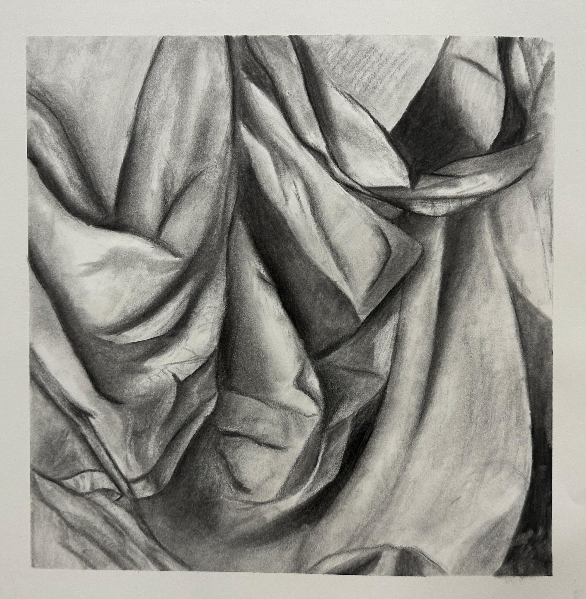 Cecilia Beeler  / Cecilia Beeler, Drapery, 20x18", pencil and charcoal on paper 