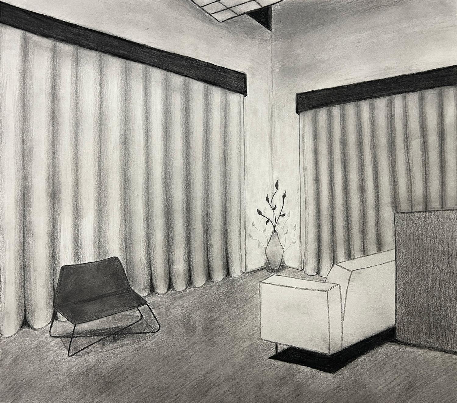 Arthy Natarajan  / Arthy Natarajan, Perspective, 18x19", pencil on paper 