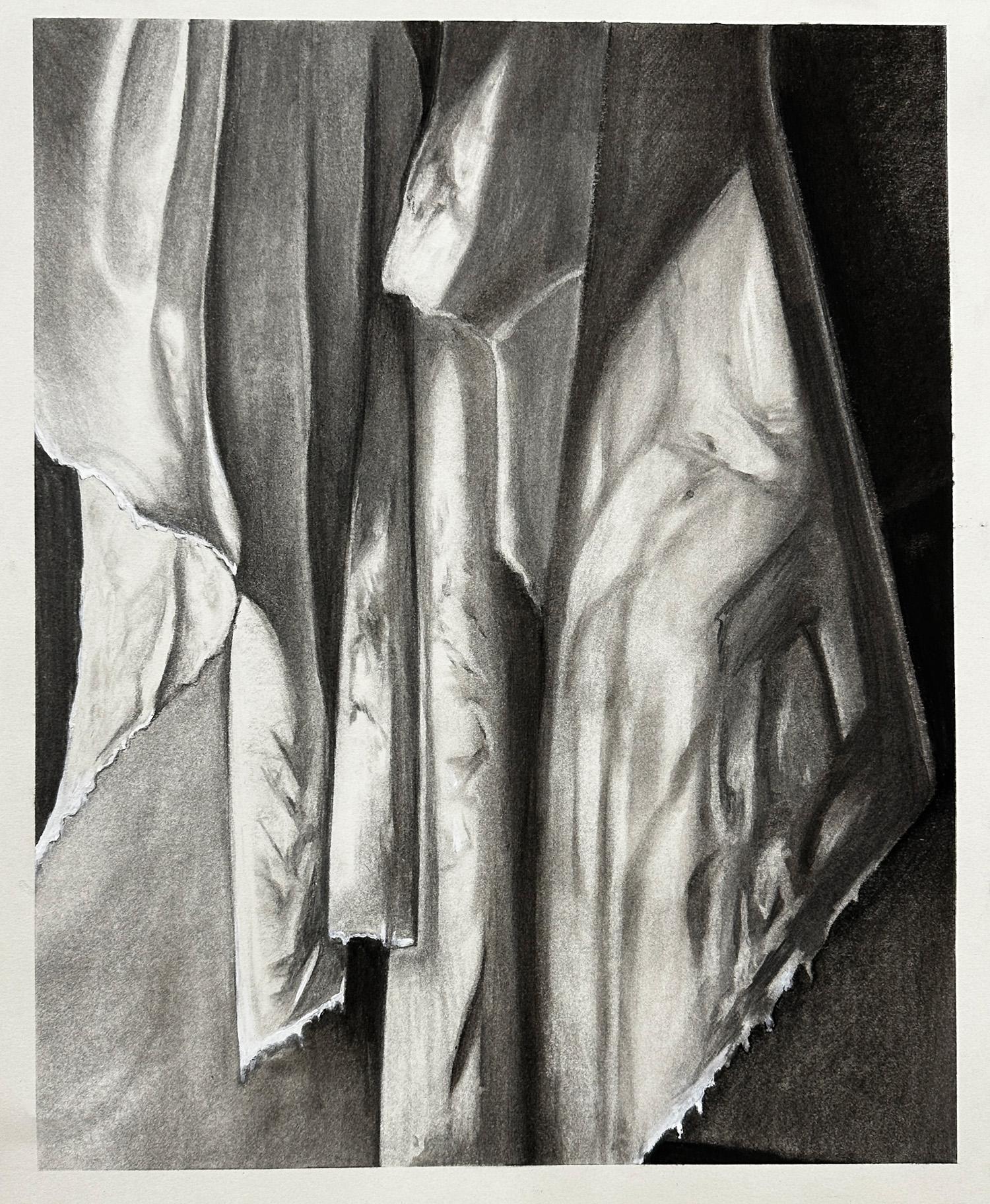 Jasmine Clark  / Jasmine Clark, Drapery, 24x18", pencil and charcoal on paper 