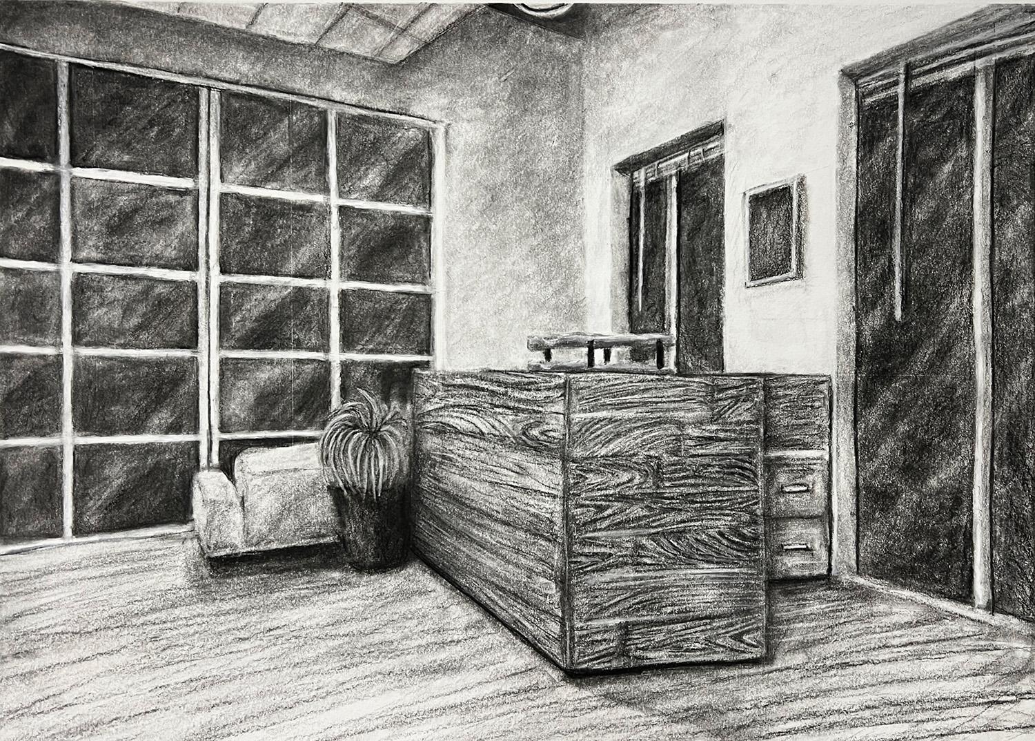 Connor Vitak  / Connor Vitak, Perspective, 18x24", pencil and charcoal on paper 
