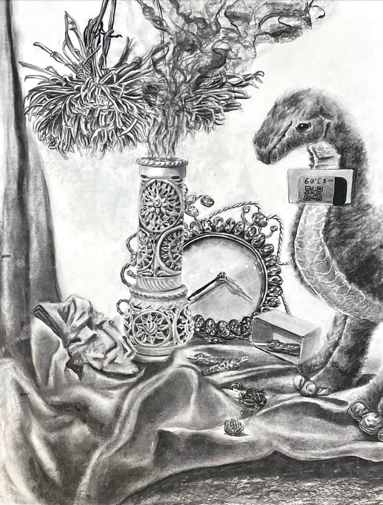 Ning Sun  / Ning Sun - Memento Mori - 24x18 Charcoal 2023 