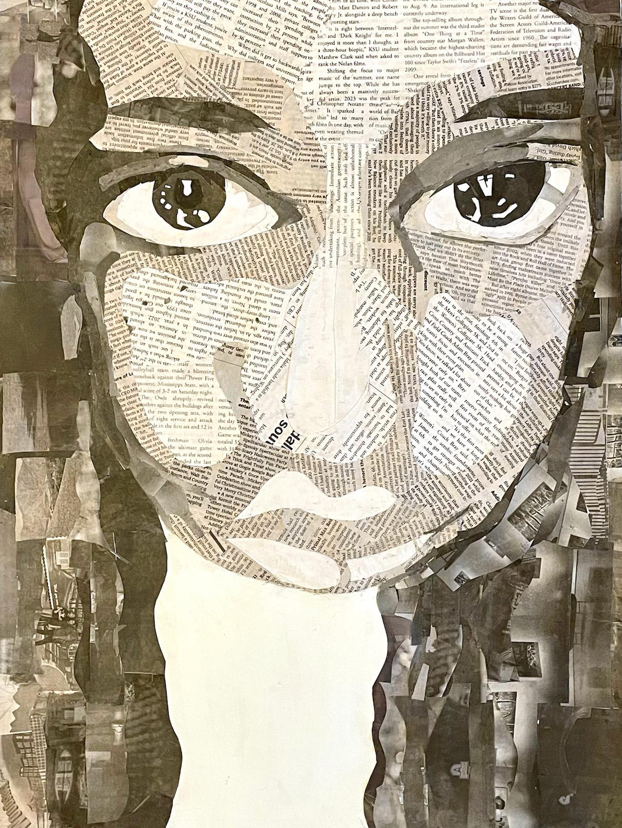Simone Goins  / Simone Goins - Newspaper Self-Portrait - 24x18 Collage 2023 
