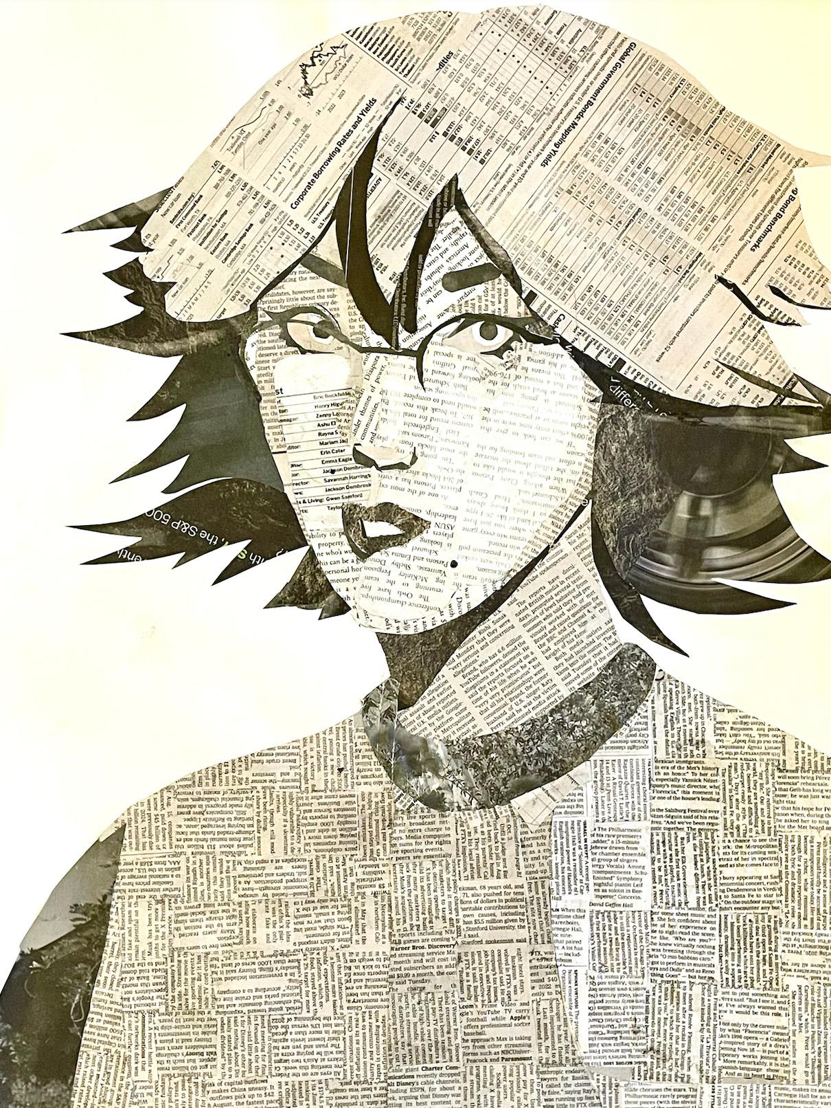 Casey Moryl  / Casey Moryl - Newspaper Self-Portrait - 24x18 Collage 2023 