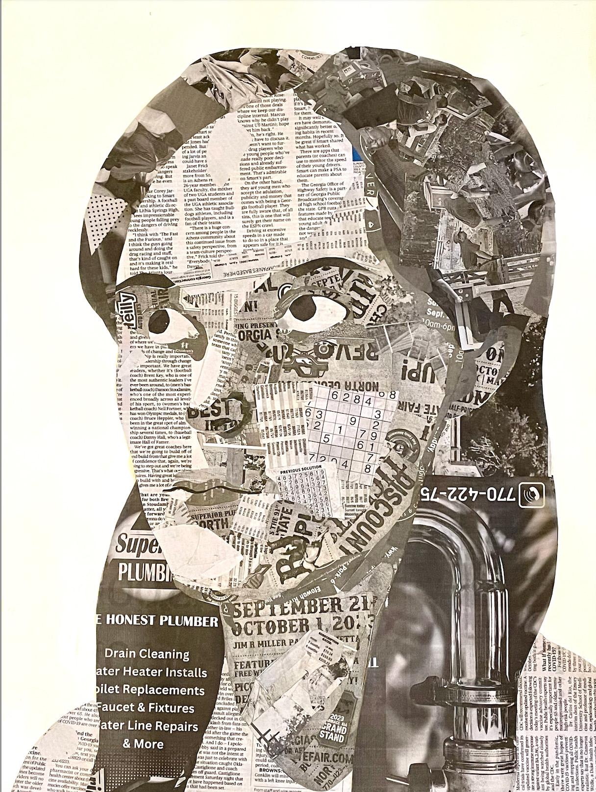 Nia Giannakopoulos  / Nia Giannakopoulos - Newspaper Self-Portrait - 24x18 Collage 2023 