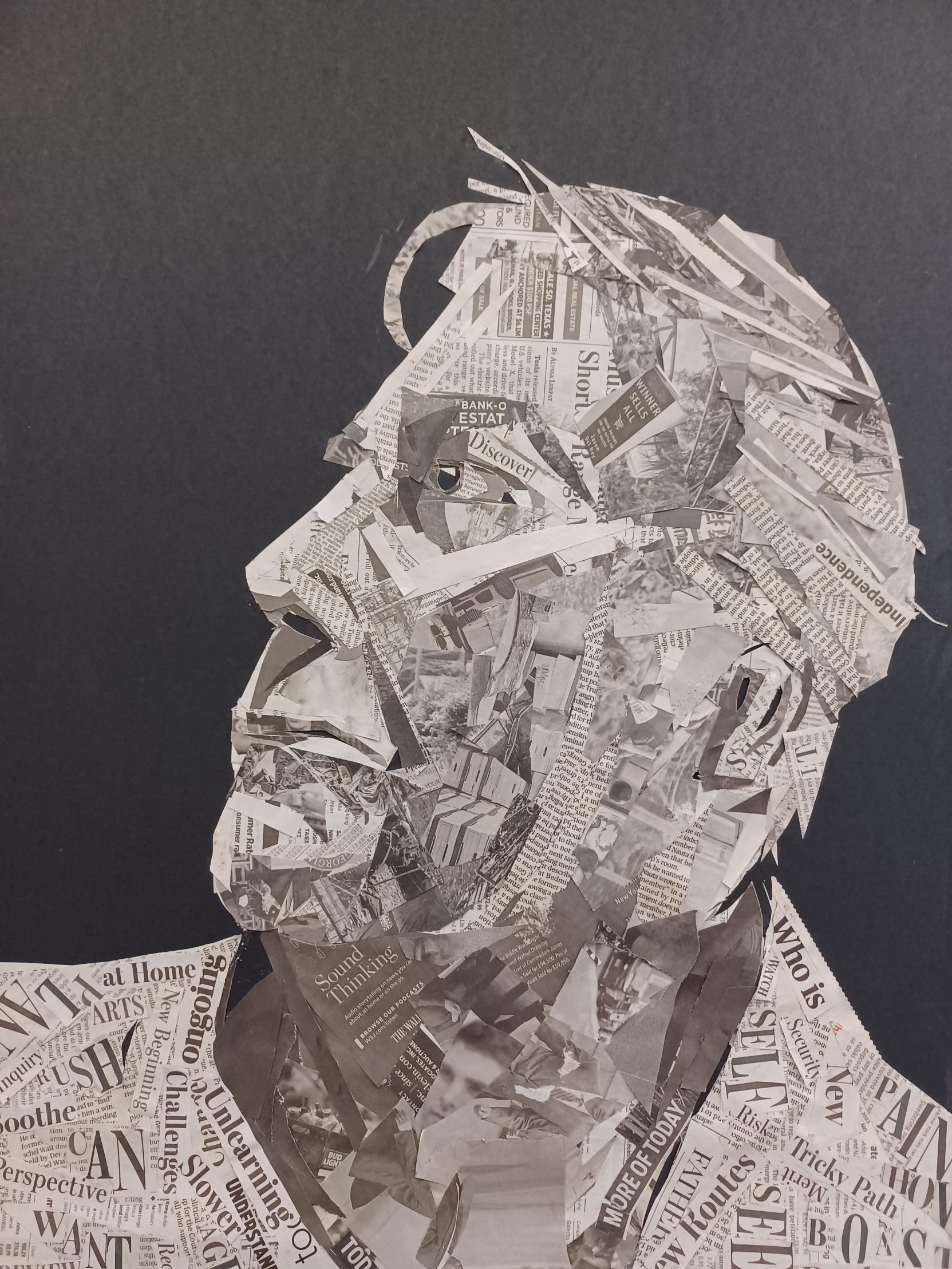 Carl Will  / Carl Will- Self Portrait-24 x 18- Fall 2023 Drawing 2 newspaper  