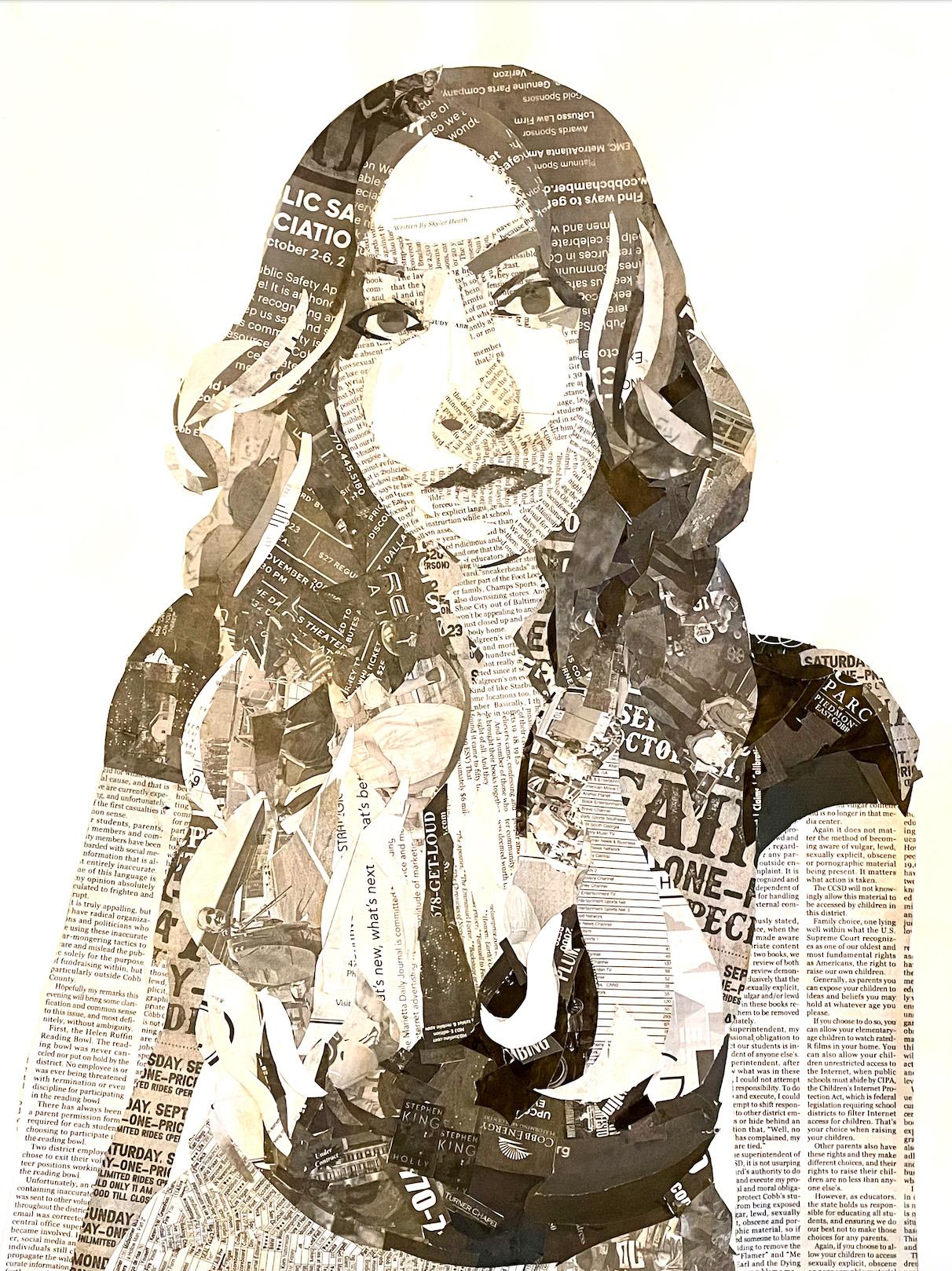 Samantha Rains / Samantha Rains - Newspaper Self-Portrait - 24x18 Collage 2023