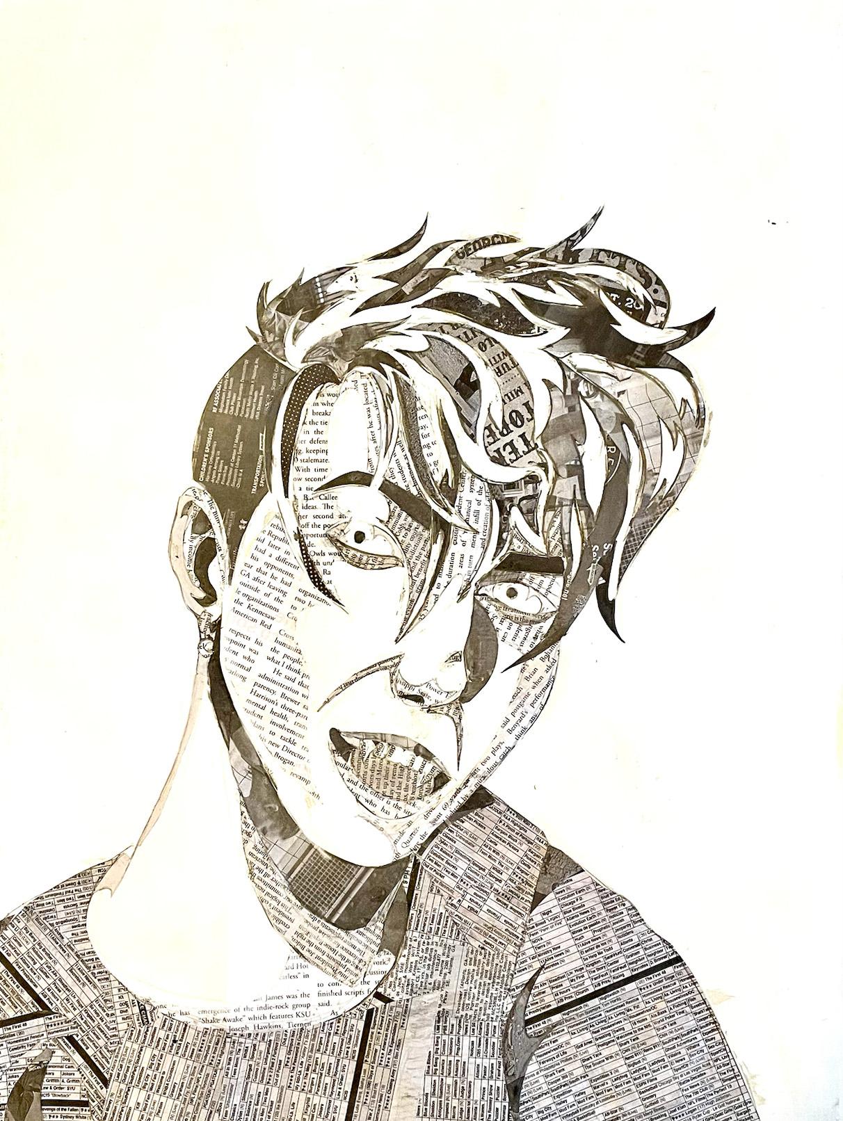 Nyx Eley  / Nyx Eley - Newspaper Self-Portrait - 24x18 Collage 2023 