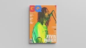 Magazine Cover  / "Magazine Cover," magazine, 8.5 x 11, print cover, 2023. This is a mock design of a GQ magazine cover, featuring Kevin Parker on the front. 