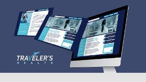 Traveler's Health  / "Traveler's Health," web design, homepage and sub-page, 2024. This web design features original branding for a mock company's website on medical tourism. 