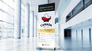 Year of Canada  / “Year of Canada,” Print banner ad, 33 inches x 81 inches, 2024. This banner design advertises for Kennesaw State’s “Year of Canada” program that encourages cultural exploration. 