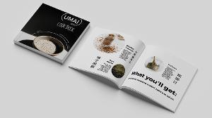 UMAI  / “UMAI,” Zine (mini magazine) Print, 1080 pixels x 1080 pixels, 2023. “UMAI” is a zine cookbook meant to come with a value pack of Japanese spices to inform and educate the consumer with recipes involving the spices they purchased.  