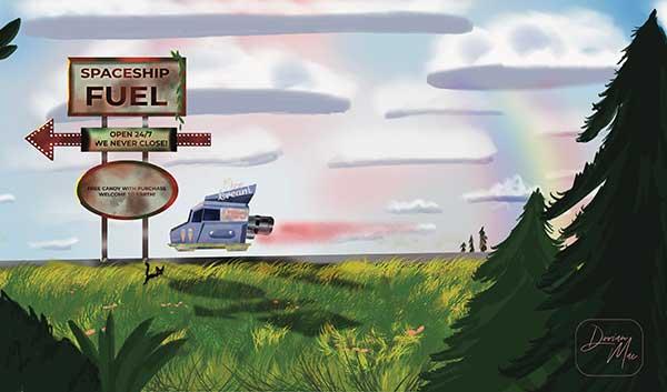  / Still of an Intergalactic gas station. 
