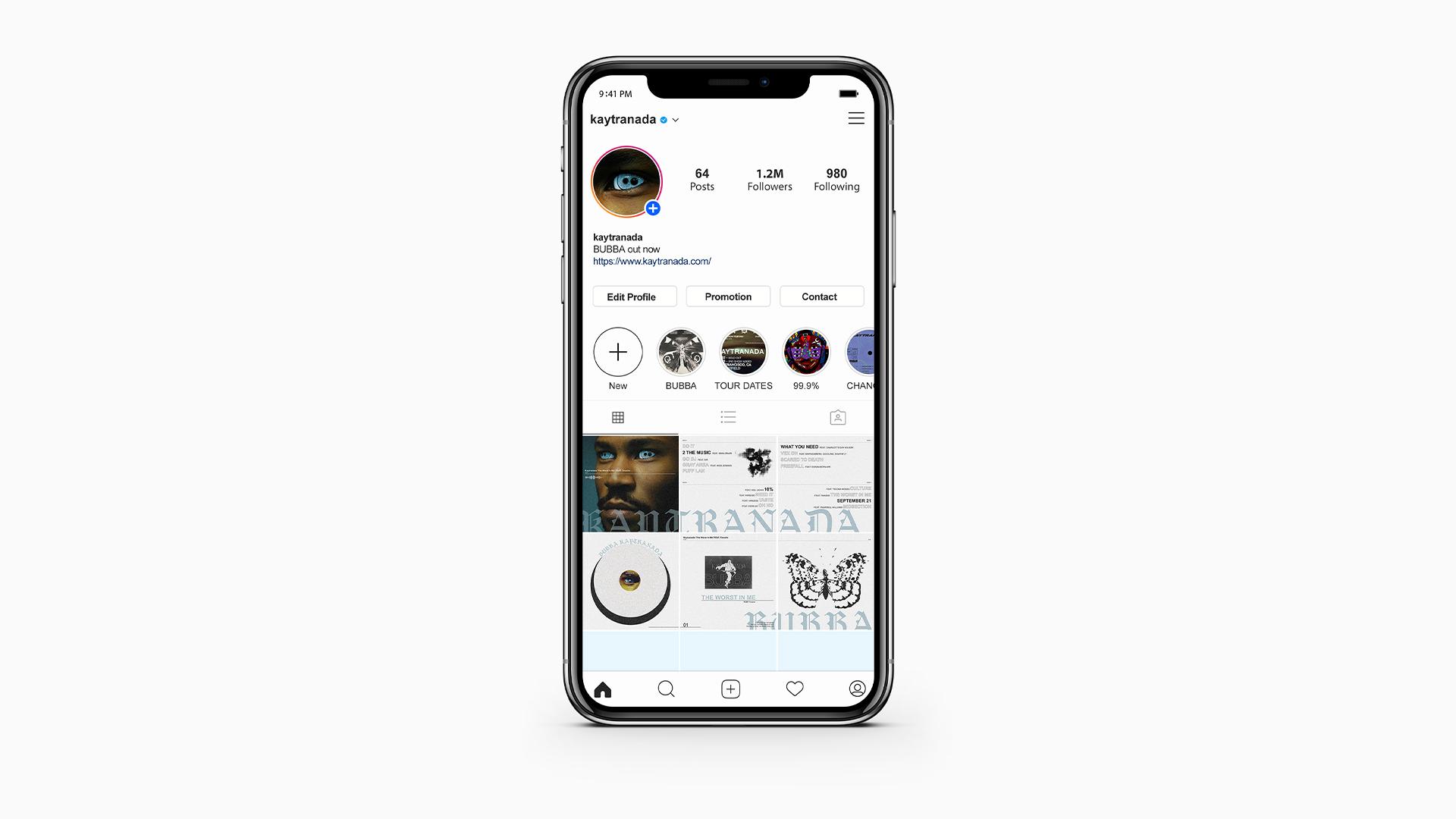 BUBBA  / “BUBBA,” mobile phone instagram advertisement, 2023. Designed an Instagram content layout for music producer KAYTRANADA and his 2019 album ‘BUBBA’. 