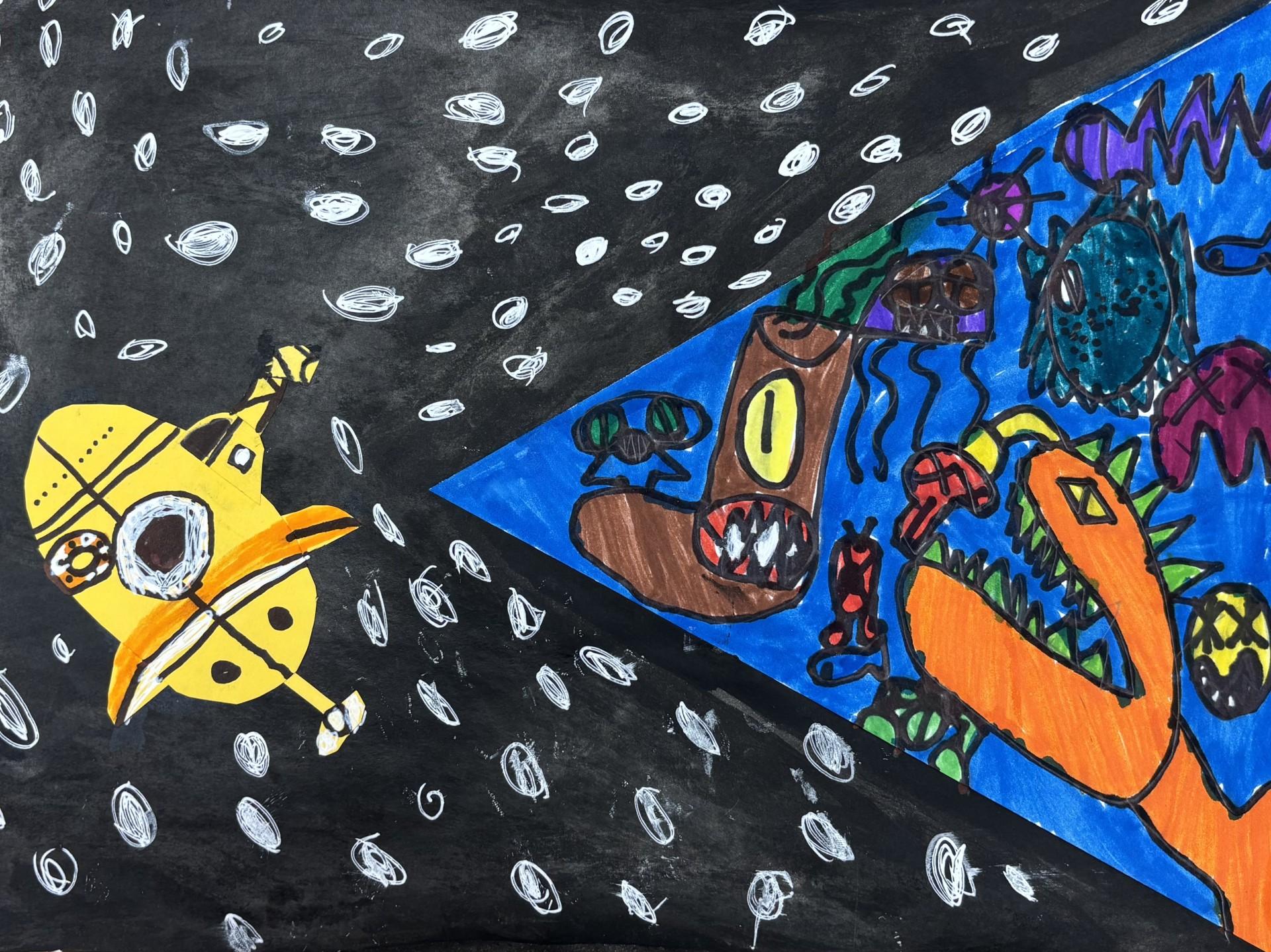 / Third Place in Elementary School. "Monsters Under the Sea​" by Conner Harder​, 2nd Grade. Teacher: Evelyn Gamble, Woodstock Elementary School