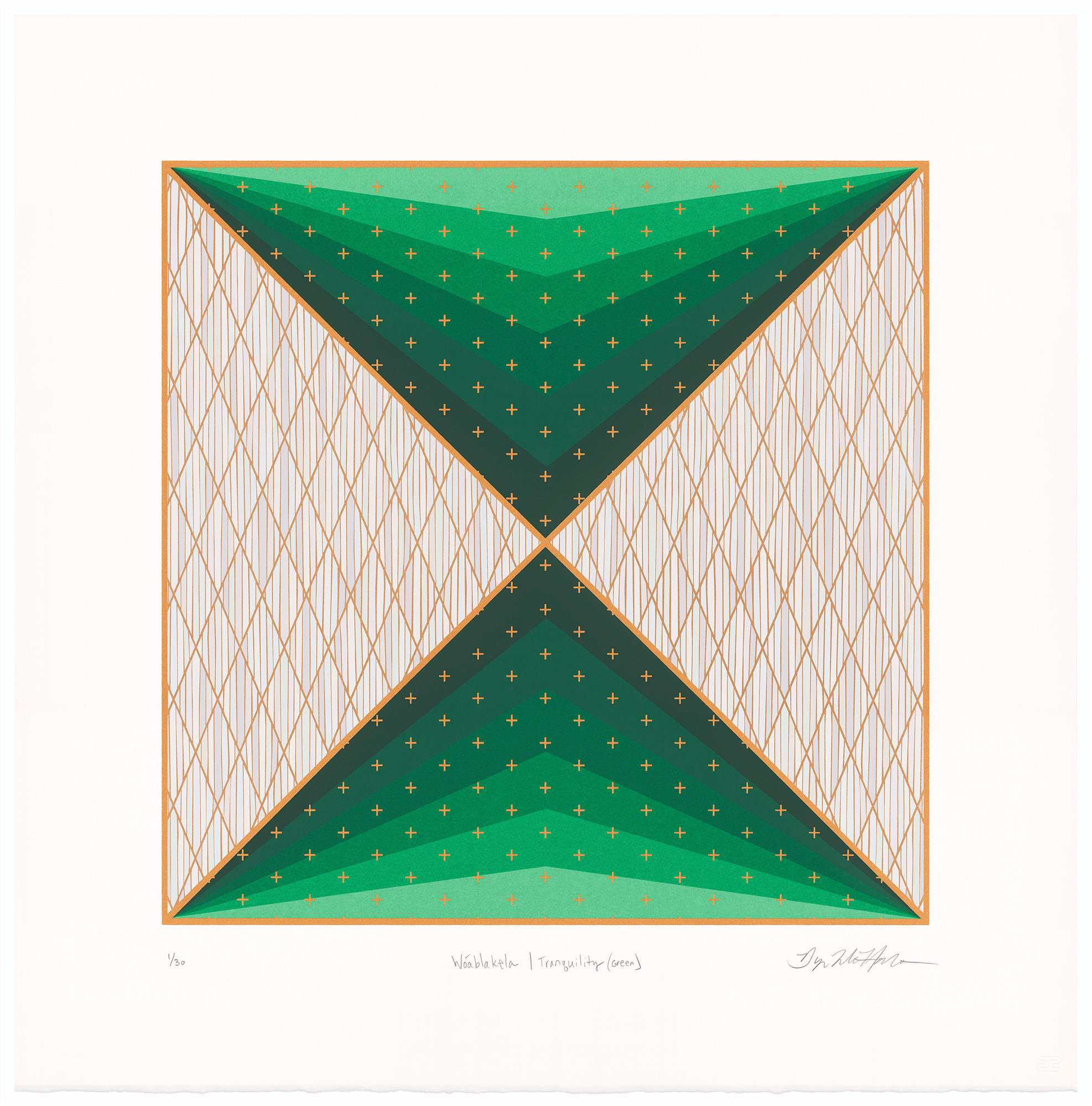 image of a white and green block art work