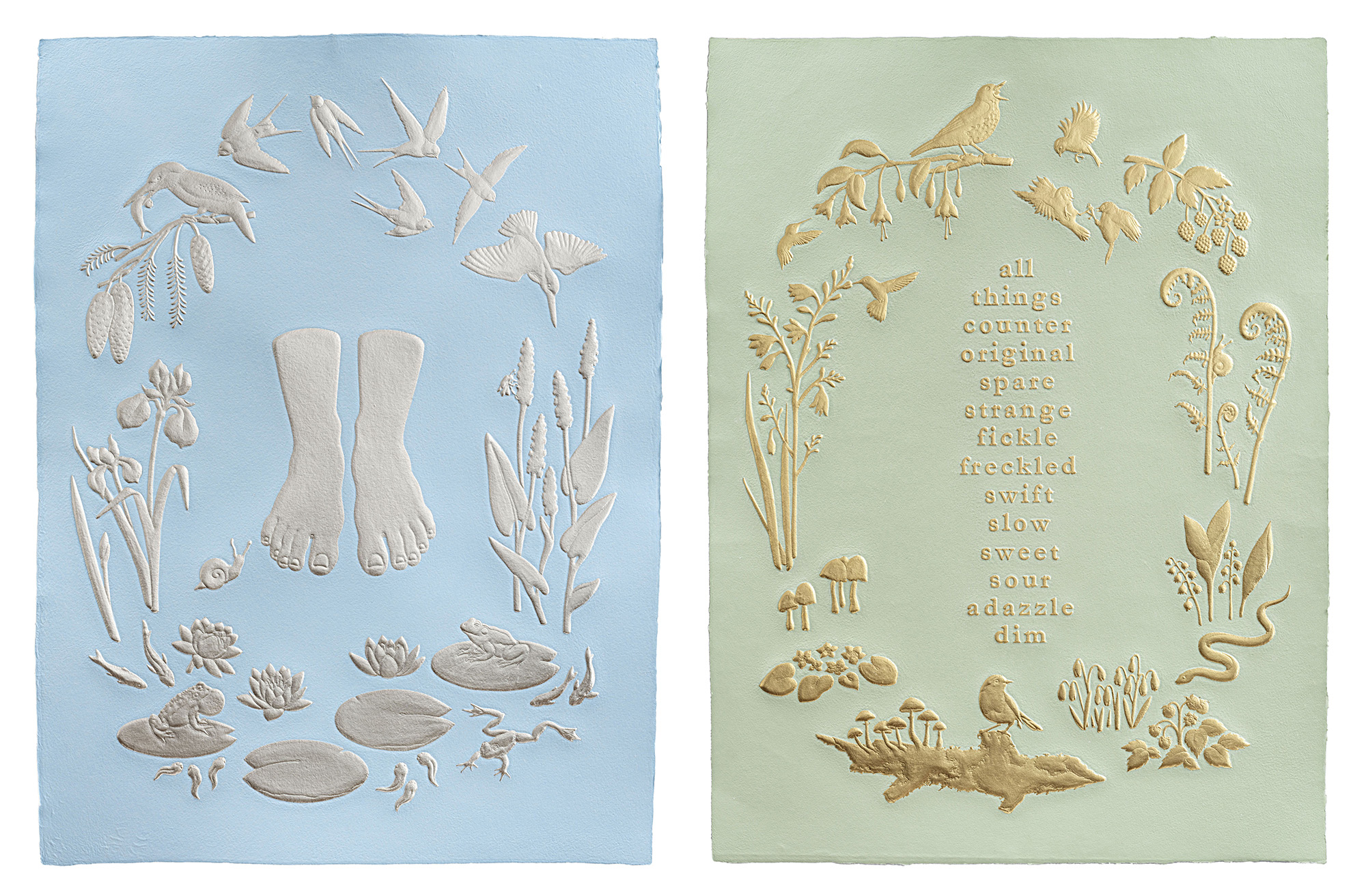 Two pastel colored prints next to each other