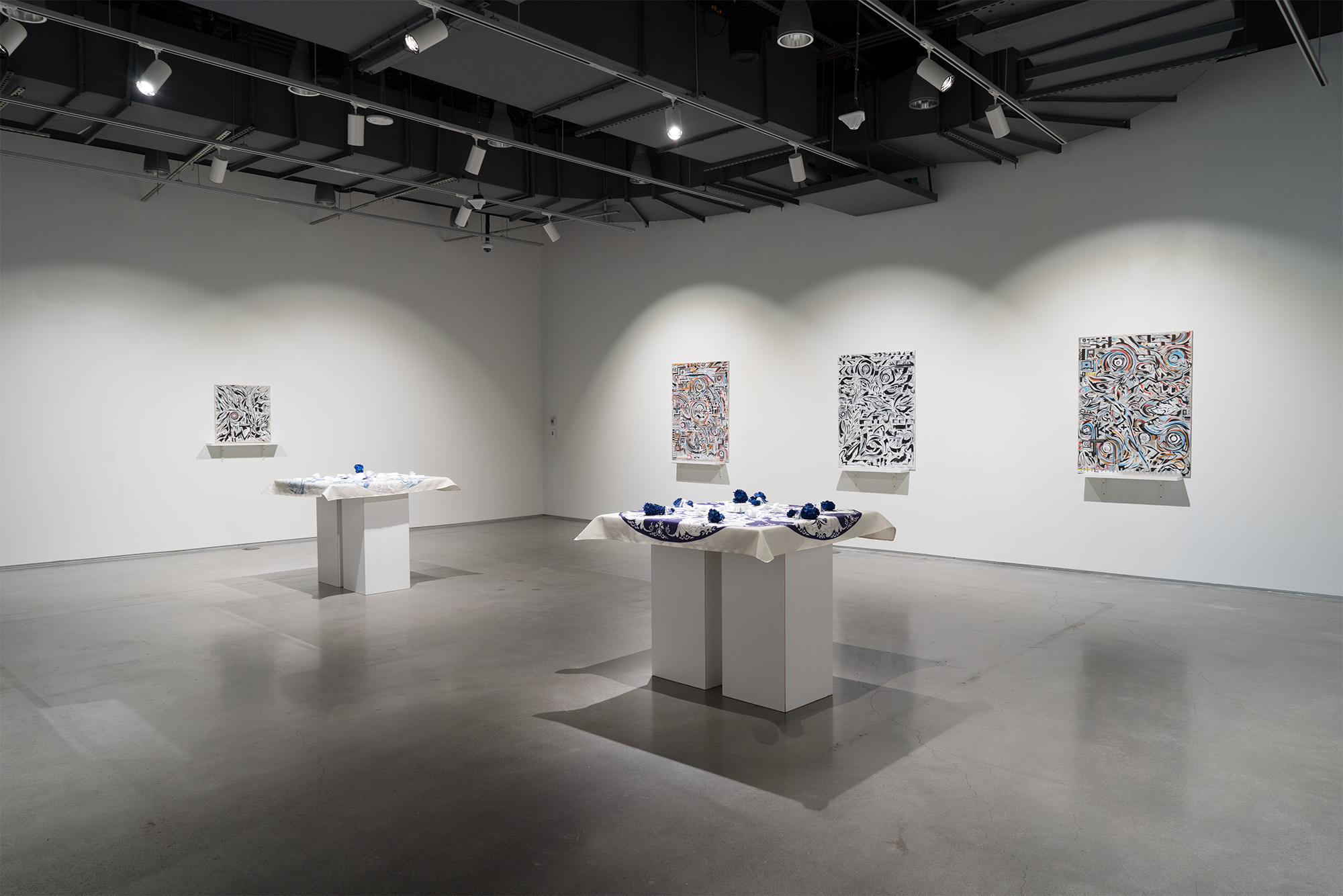 installation of art work in a gallery