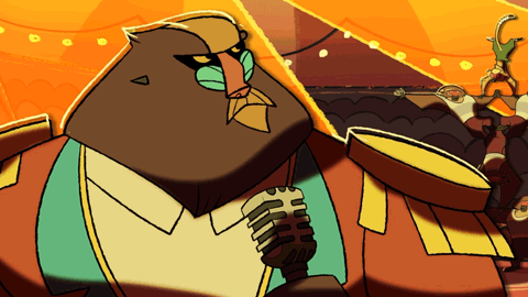 animated baboon ringmaster speaking