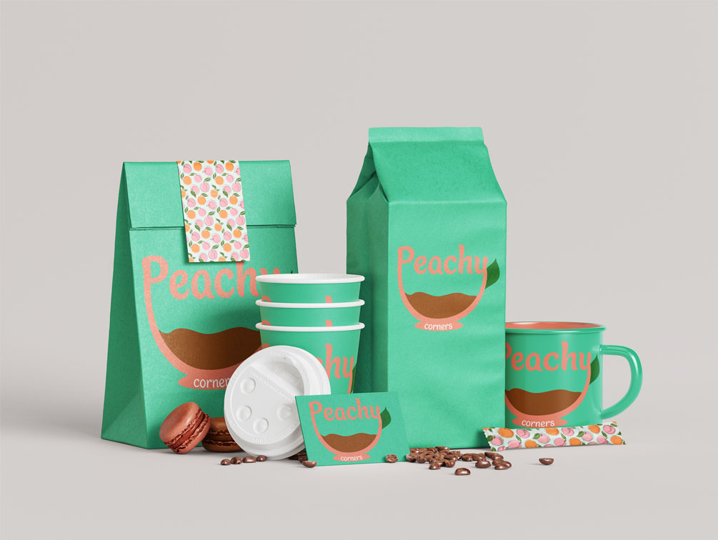 teal and brown coffee package design