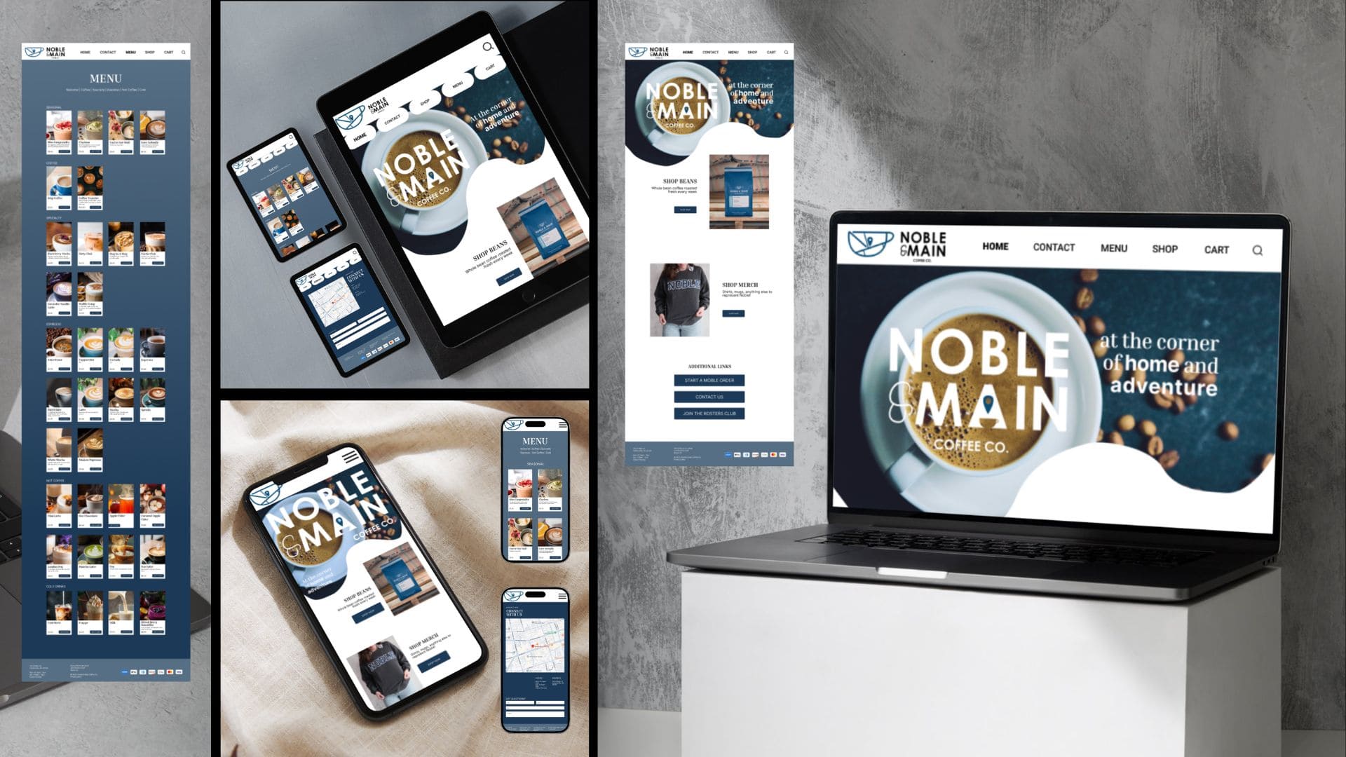 image of fictional coffee brand app and website design